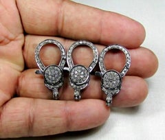 Wholesale 10Pc Pave Diamond Lobster Clasp 925 Silver Necklace Connector