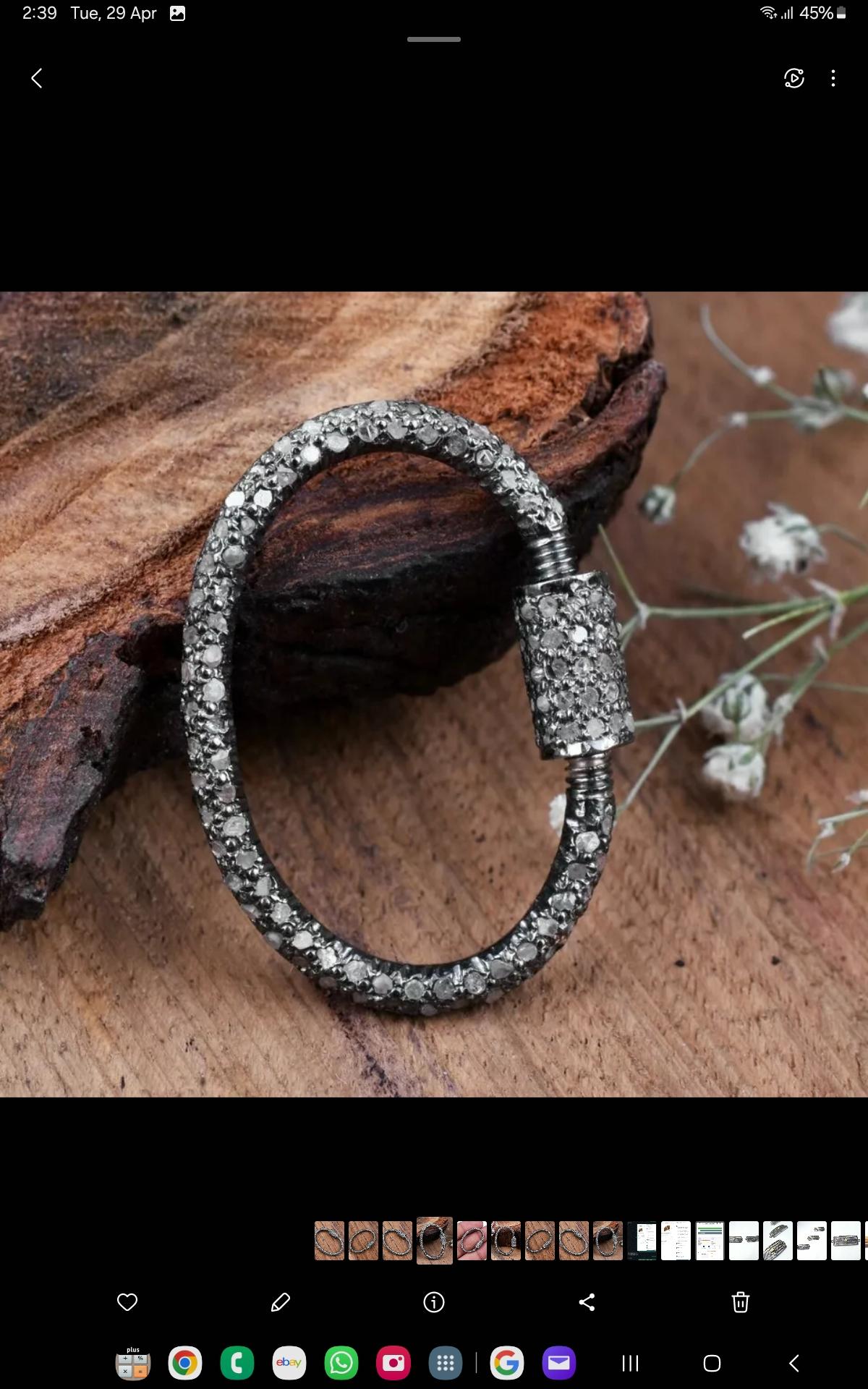 Connecteur collier à fermoir mousqueton en argent 925 avec diamants pavés de 10 pièces Pour femmes en vente