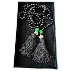 Whoopi Goldberg Estate Black Lariat Tassel Necklace By Heidi Daus 58 Inch