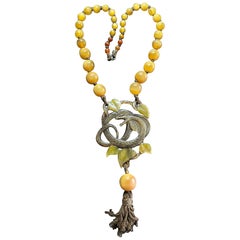 Whoopi Goldberg Estate Cobra Snake Serpent Horn Necklace Elisabeth Bonte French