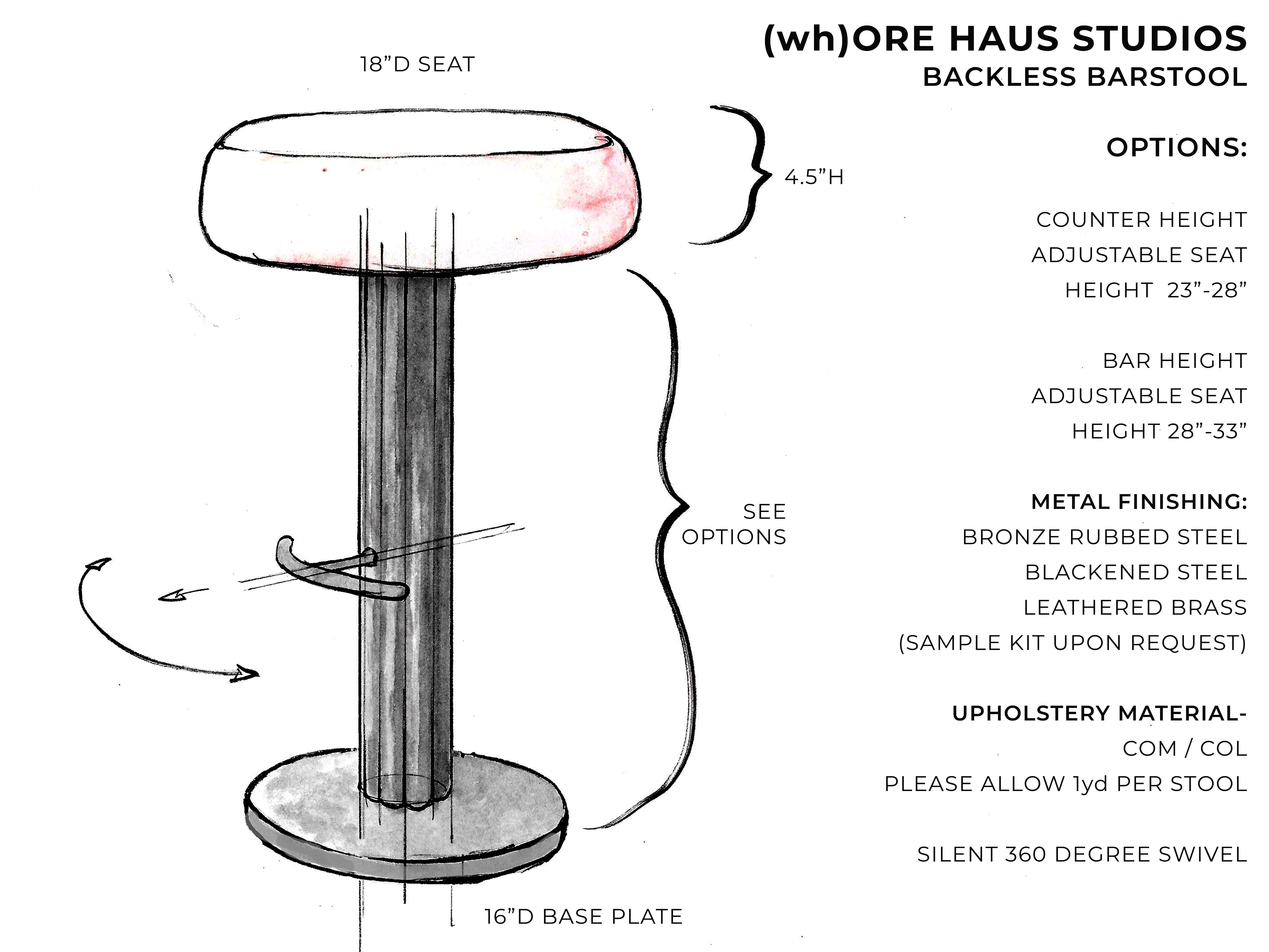 (wh)ORE HAUS STUDIOS Steel Swivel Stool (adjustable height) In New Condition For Sale In Paonia, CO