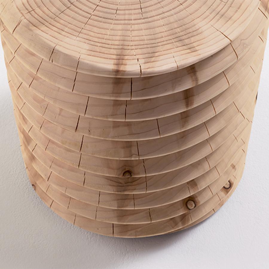 Hand-Crafted Whorl Cedar Medium Stool For Sale