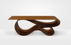 Mesa baja Whorl de aluminio con revestimiento de polvo marrón by Neal Aronowitz