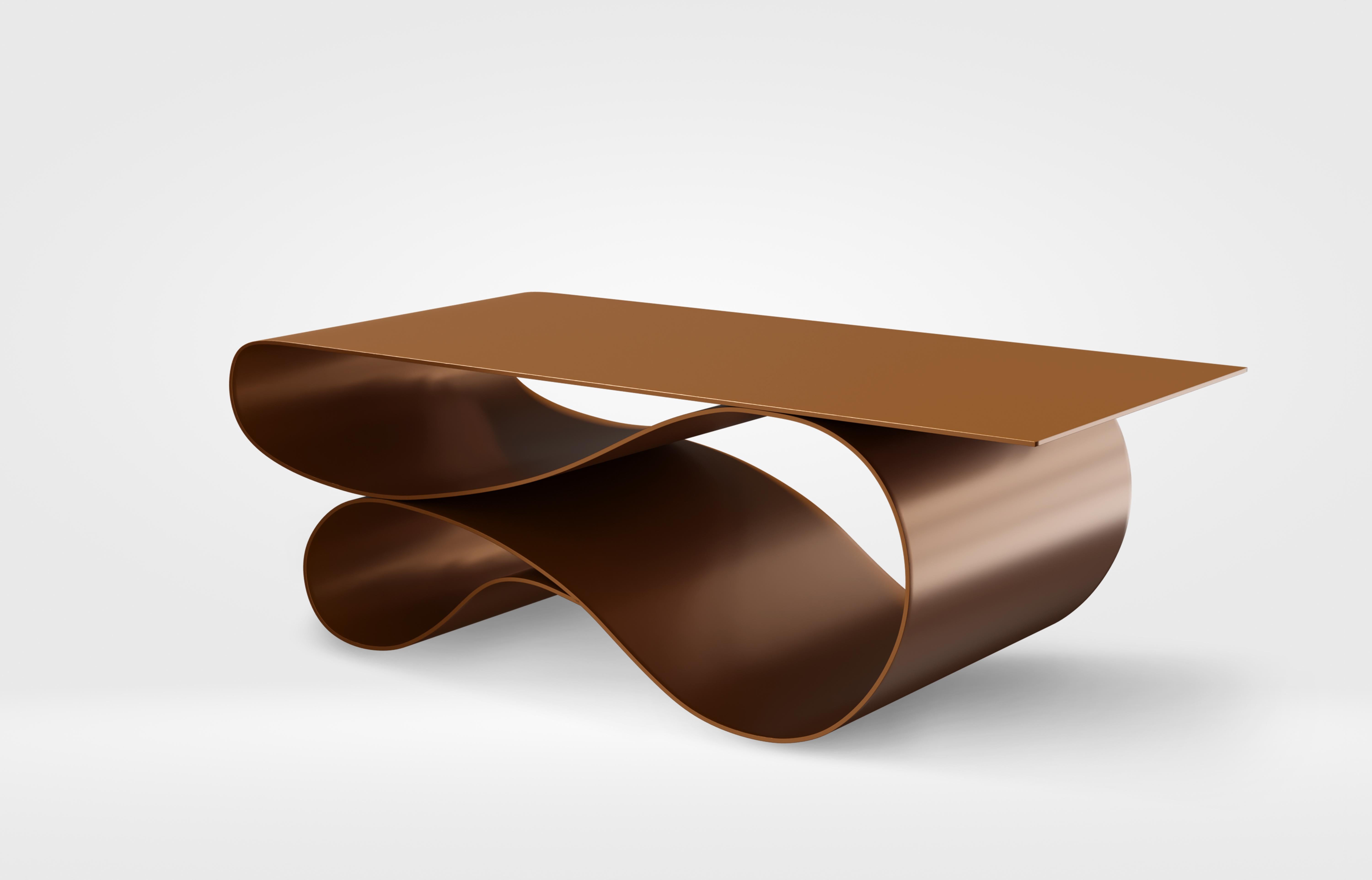 Américain Table basse Whorl en aluminium revêtu de poudre brune par Neal Aronowitz en vente