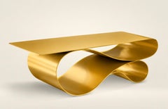 Whorl Coffee Table In Gold Aluminum by Neal Aronowitz