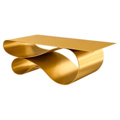 Whorl Coffee Table In Gold Aluminum by Neal Aronowitz
