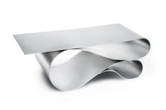 Whorl Coffee Table in Silver Powder Coated Aluminum by Neal Aronowitz