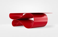 Couchtisch „Whorl“ aus rot pulverbeschichtetem Aluminium von Neal Aronowitz