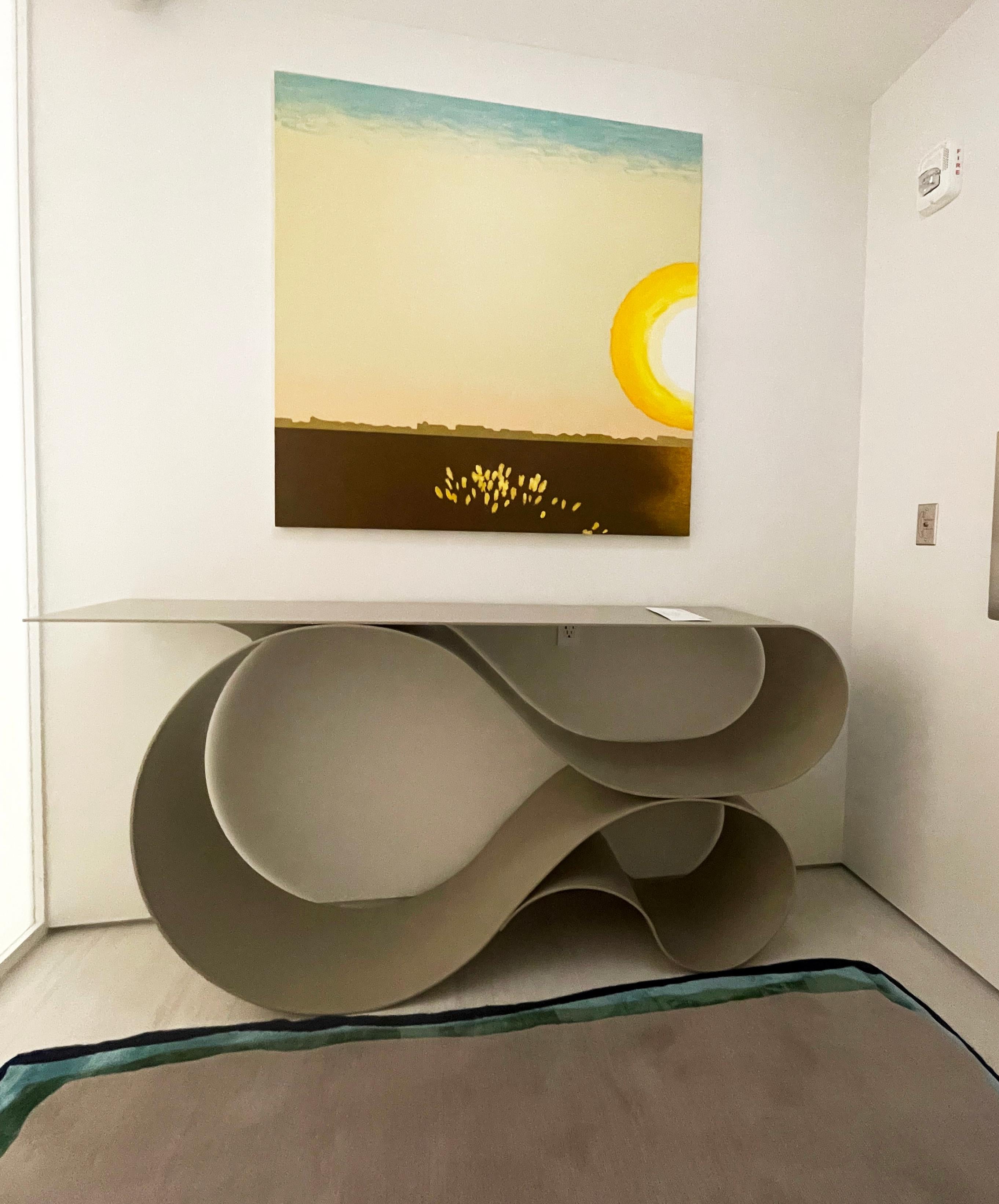 Whorl Console, in Beige Powder Coated Aluminum by Neal Aronowitz For Sale 1