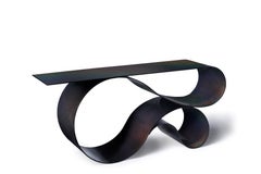 Whorl Console in Black Iridescent Aluminum by Neal Aronowitz Design