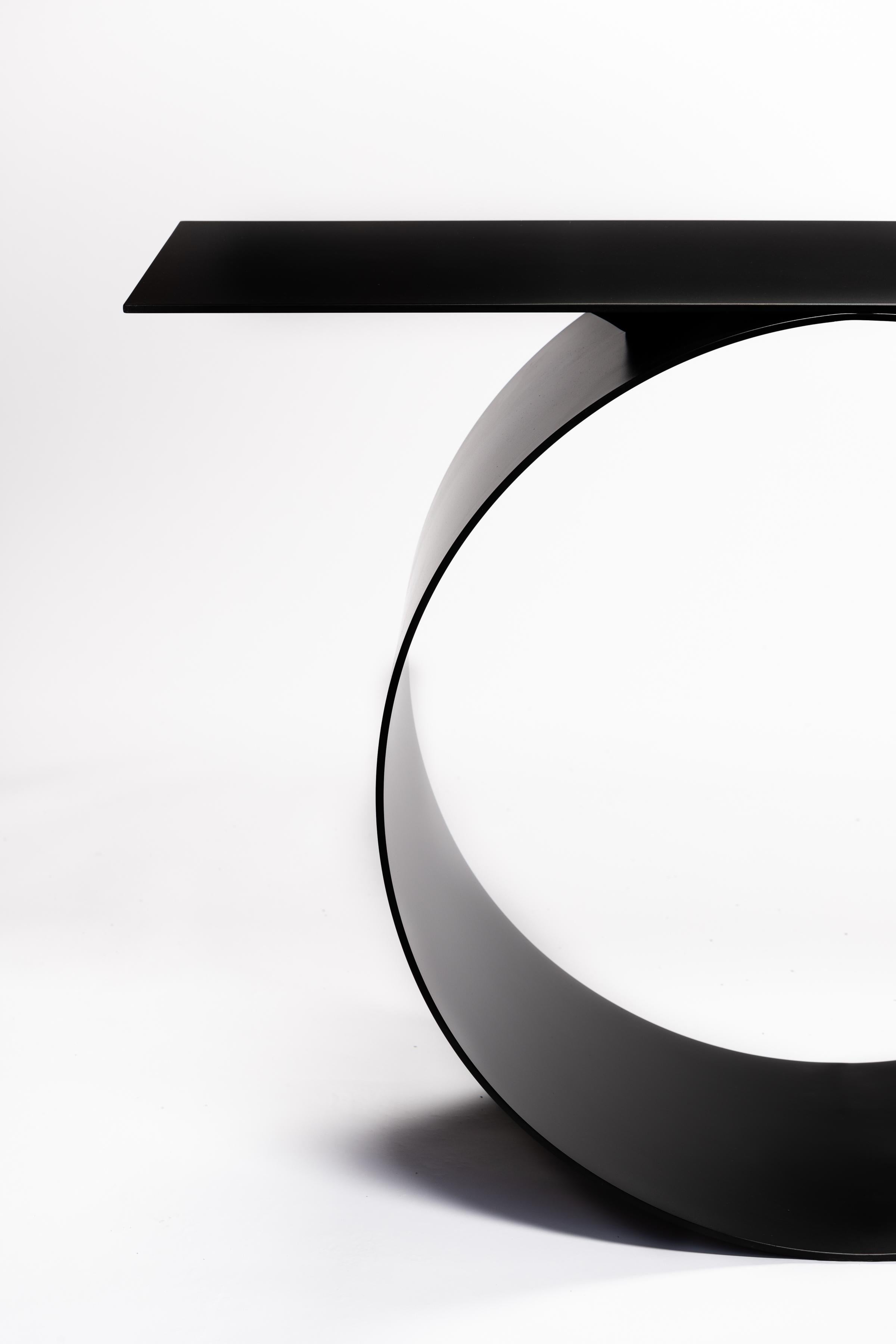 Whorl Console in Black Matte Powder Coated Aluminum by Neal Aronowitz Design For Sale 4