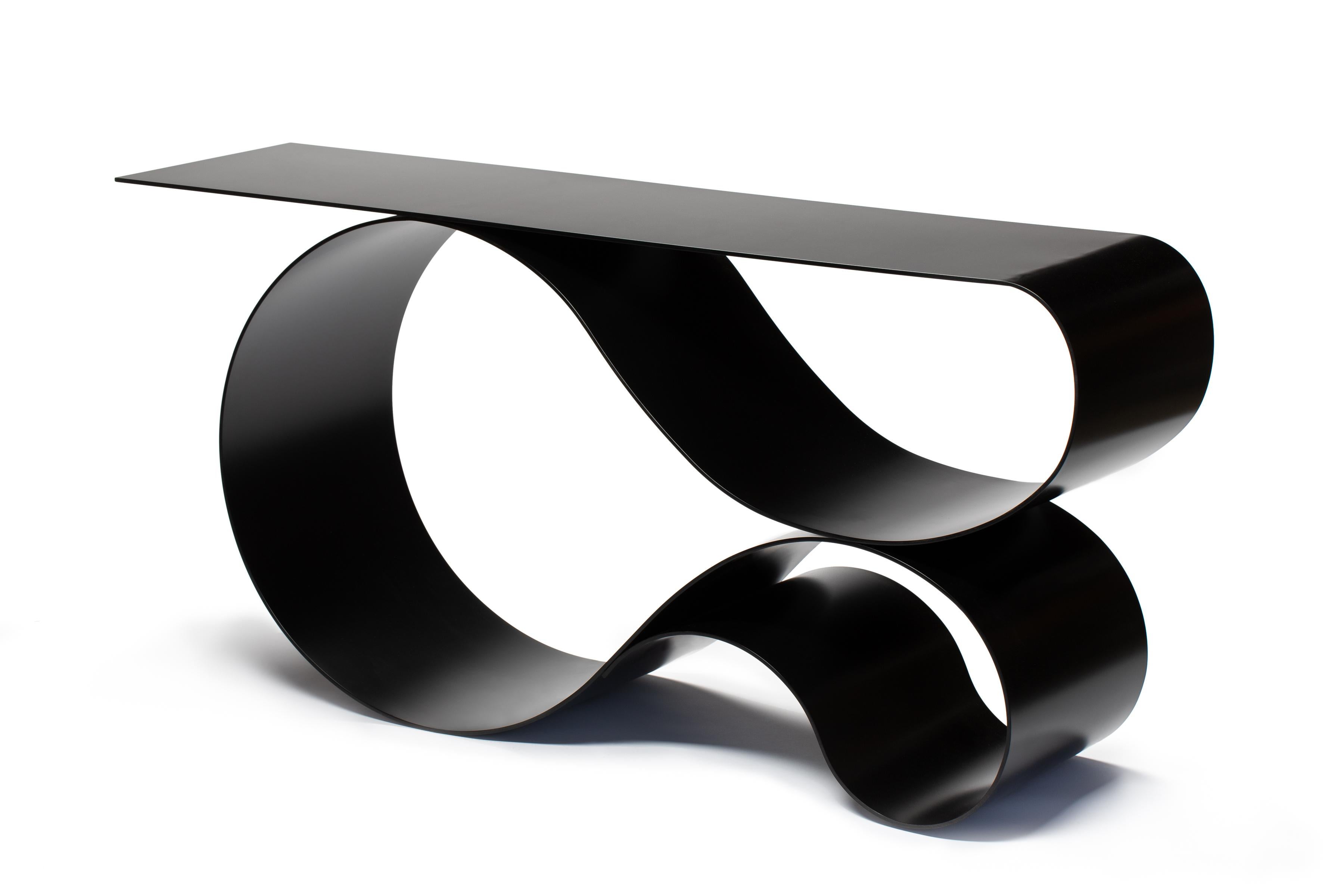 American Whorl Console in Black Matte Powder Coated Aluminum by Neal Aronowitz Design For Sale