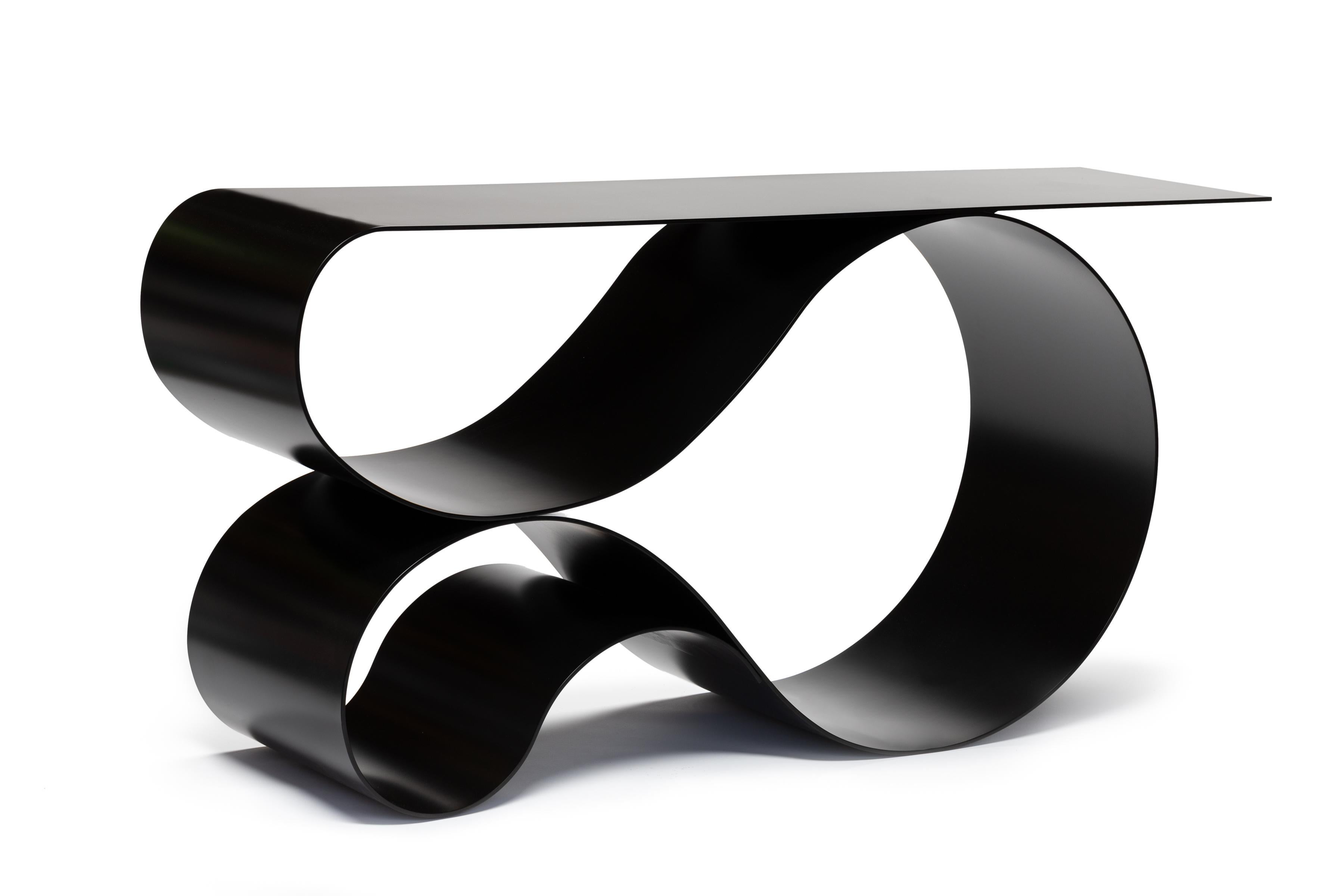 Whorl-Konsole aus schwarzem, matt pulverbeschichtetem, pulverbeschichtetem Aluminium von Neal Aronowitz Design (Sonstiges) im Angebot
