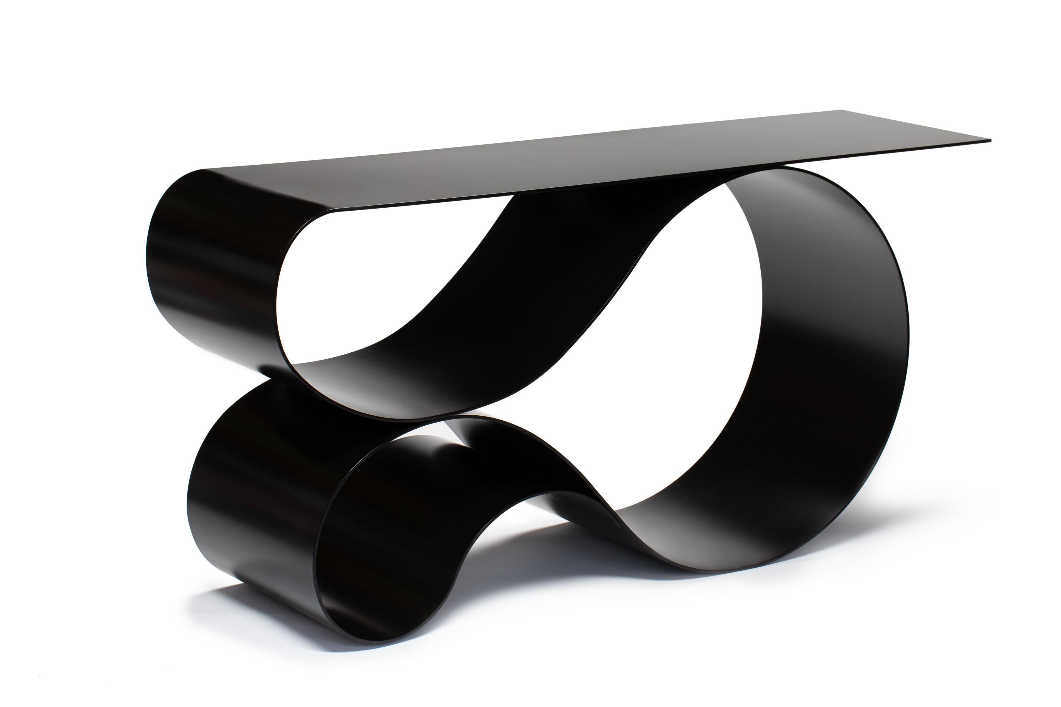 Contemporary Whorl Console in Black Matte Powder Coated Aluminum by Neal Aronowitz Design For Sale