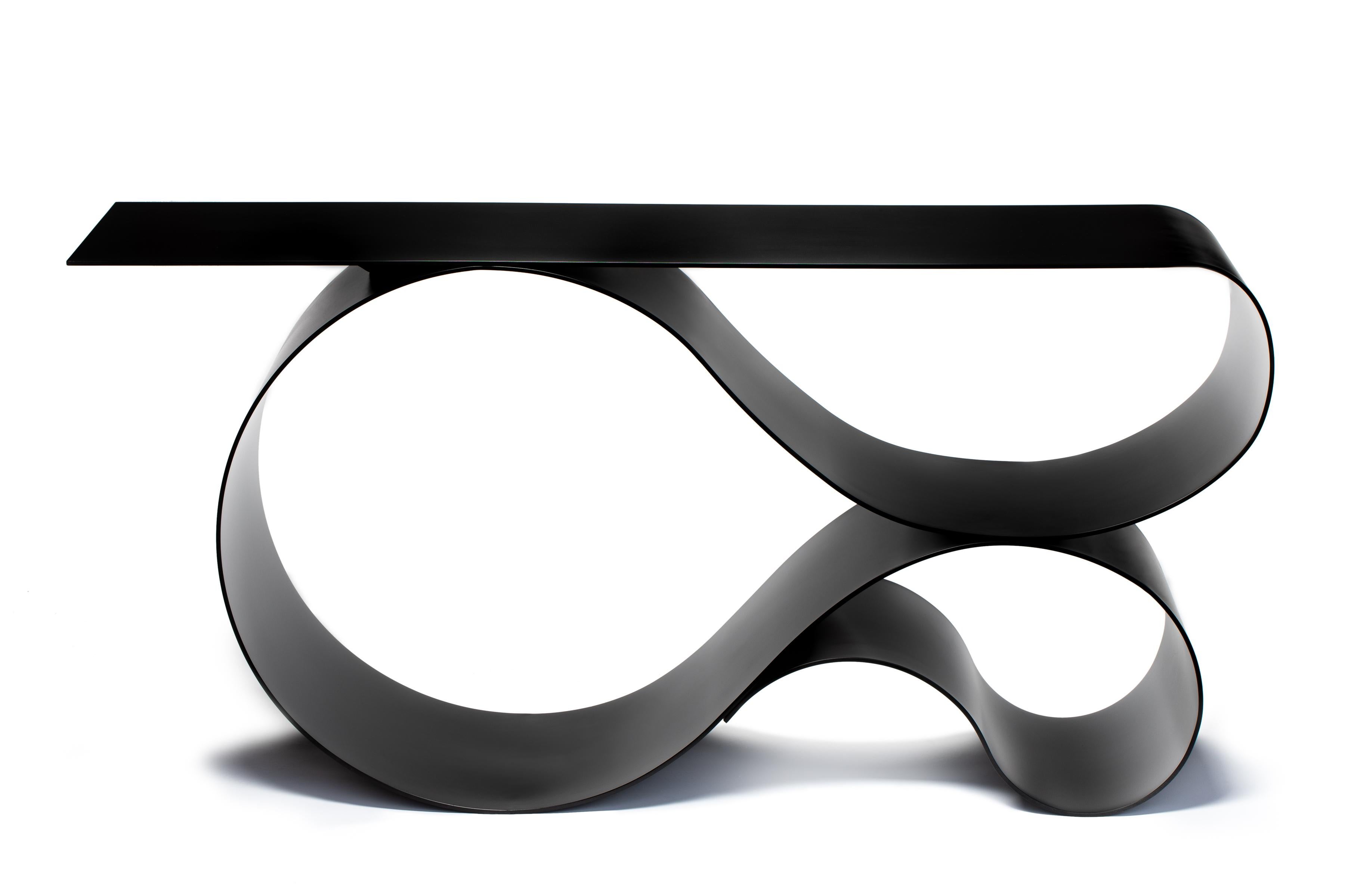 Whorl Console in Black Matte Powder Coated Aluminum by Neal Aronowitz Design For Sale 2