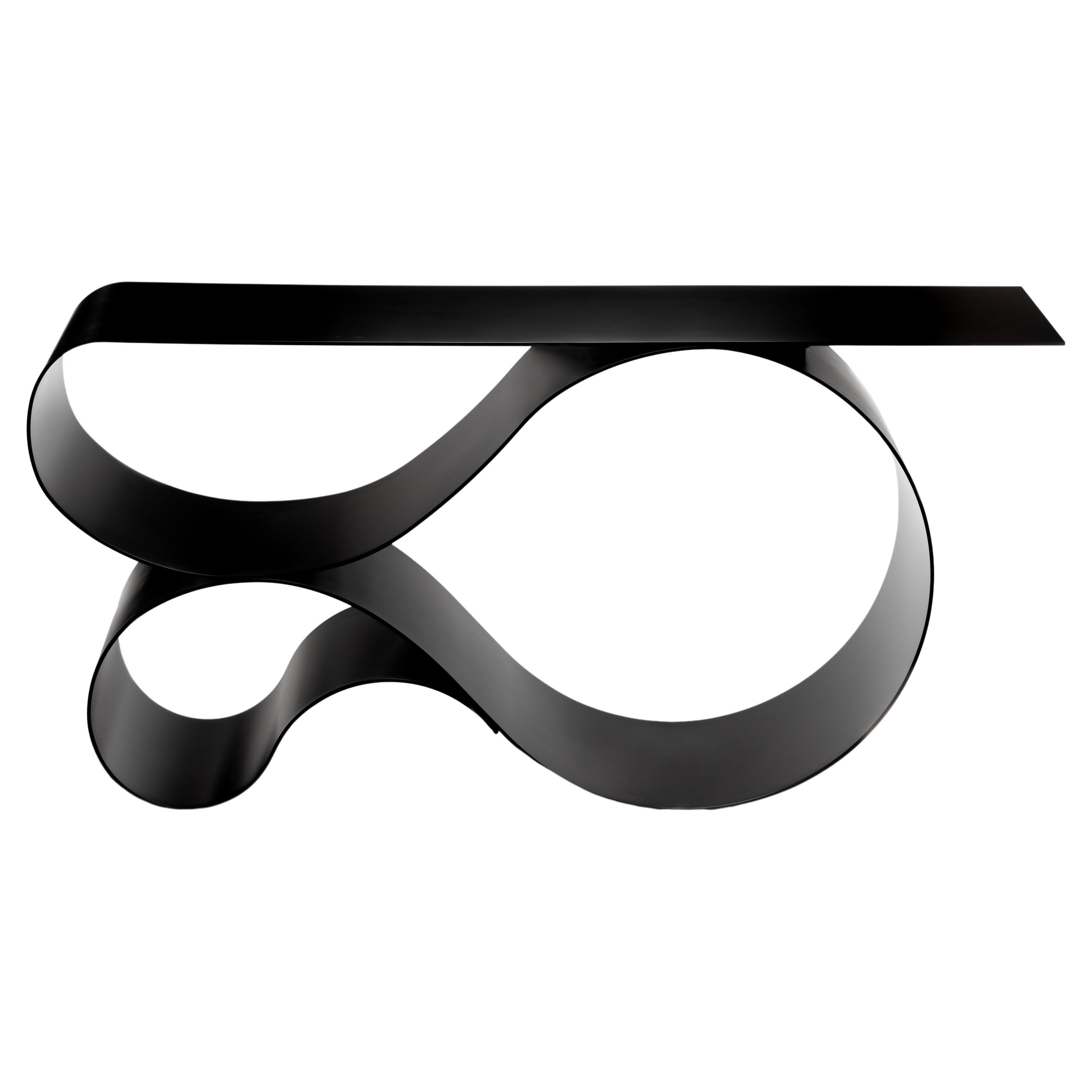 Whorl Console in Black Matte Powder Coated Aluminum by Neal Aronowitz Design For Sale