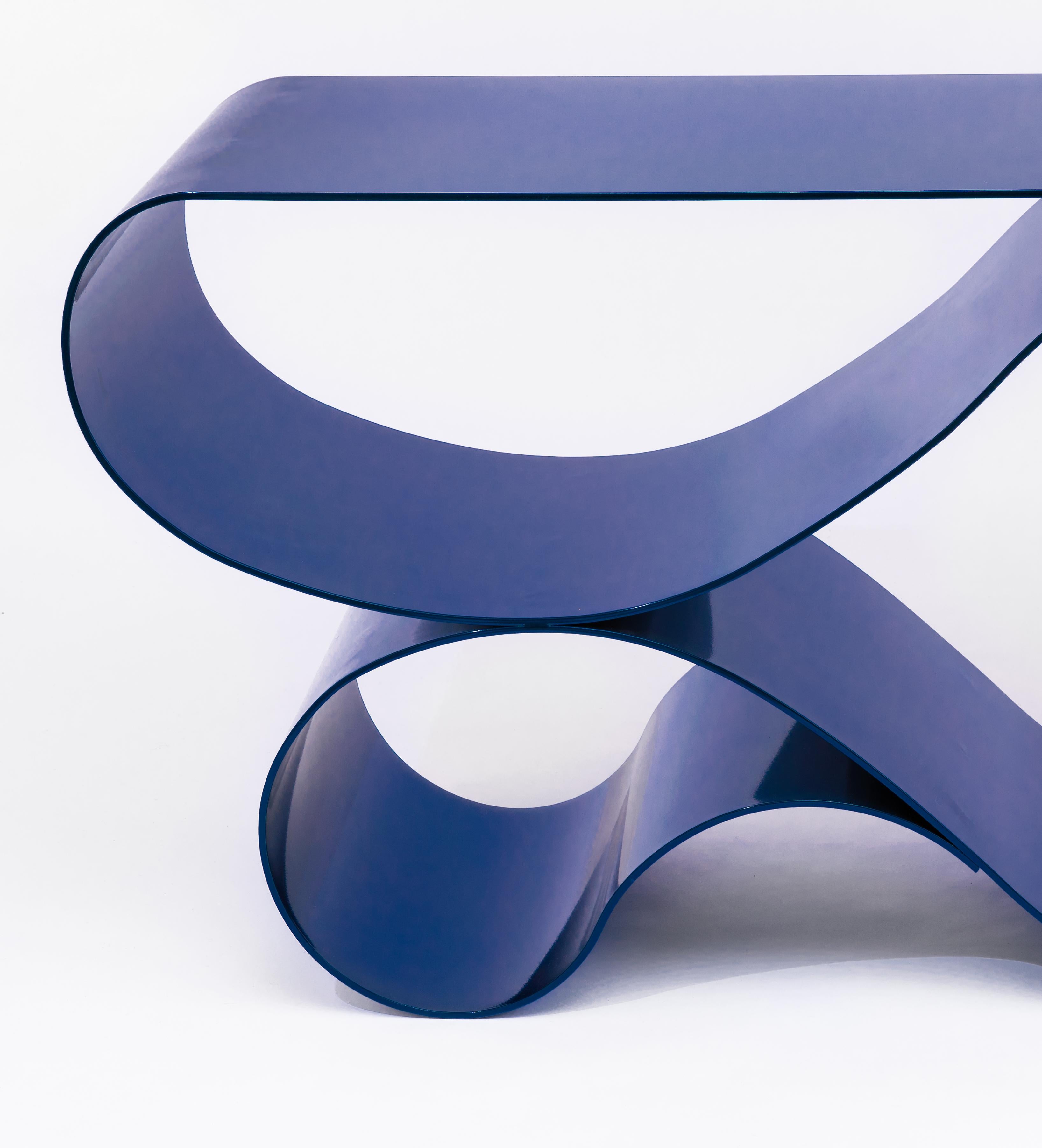 Whorl Console in Blue Powder Coated Aluminum by Neal Aronowitz Design For Sale 3