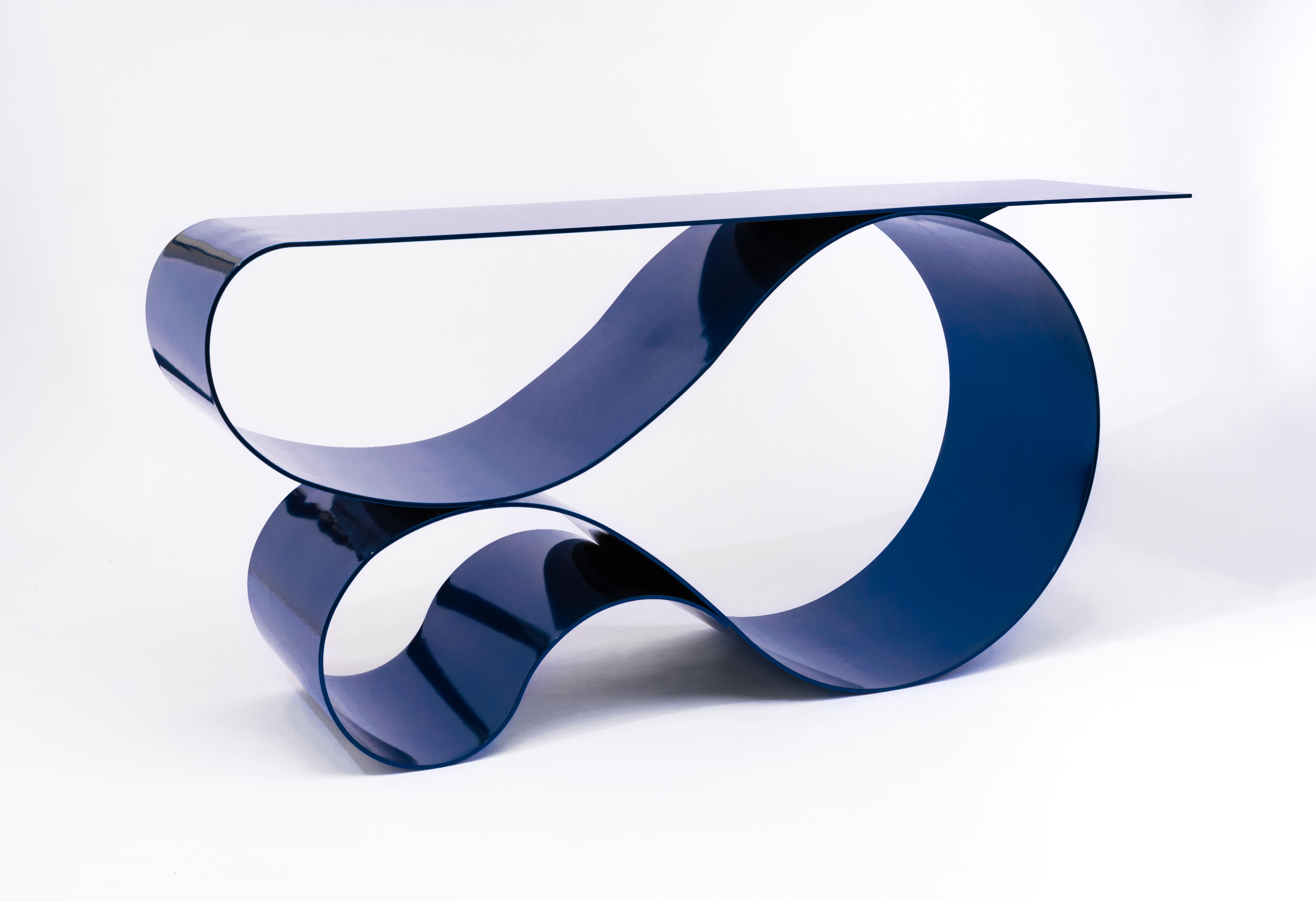 Other Whorl Console in Blue Powder Coated Aluminum by Neal Aronowitz Design For Sale