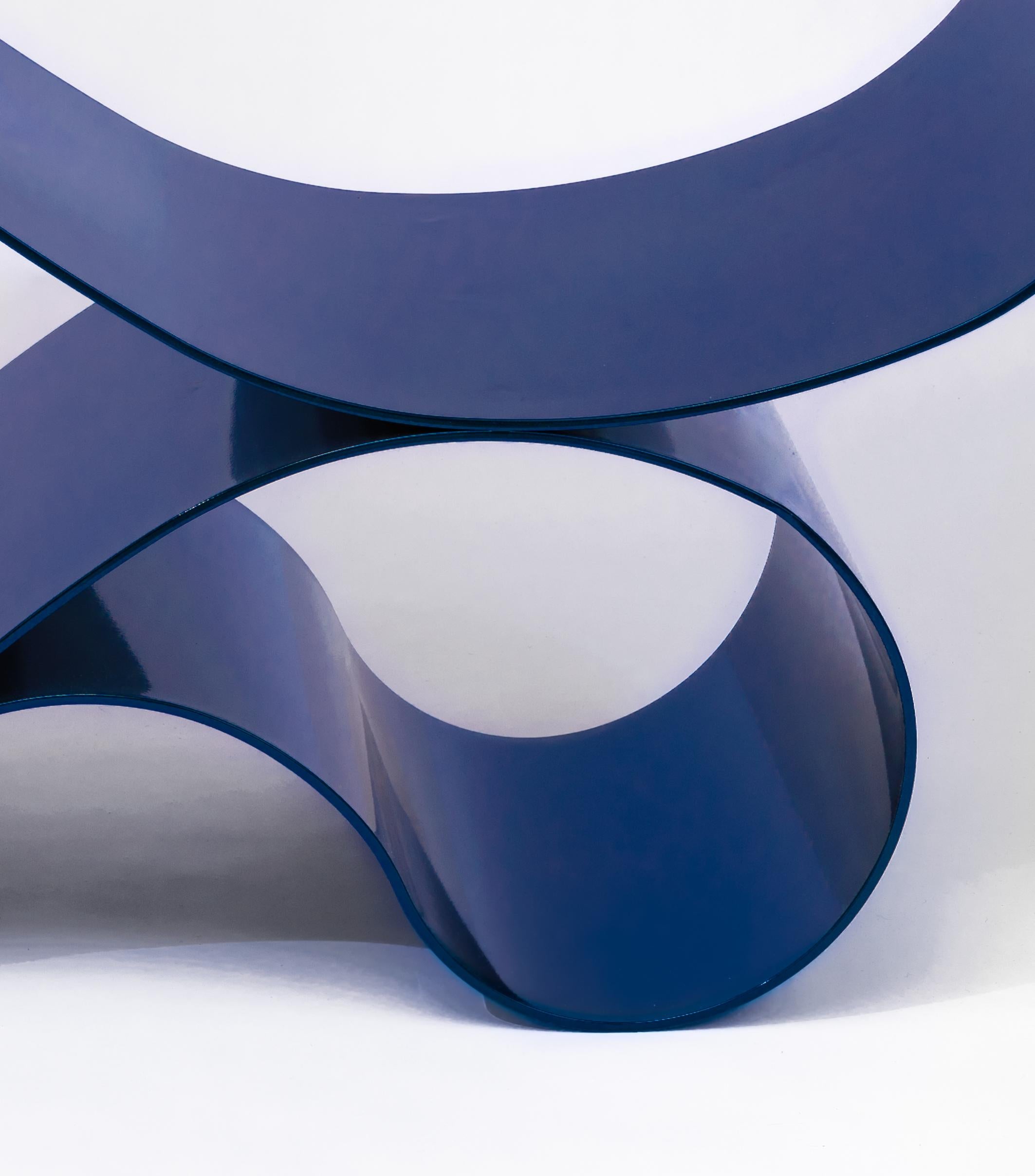 Whorl Console in Blue Powder Coated Aluminum by Neal Aronowitz Design For Sale 1