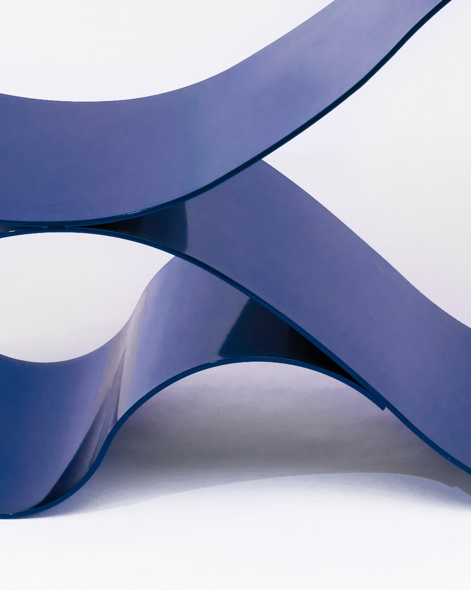Whorl Console in Blue Powder Coated Aluminum by Neal Aronowitz Design For Sale 2
