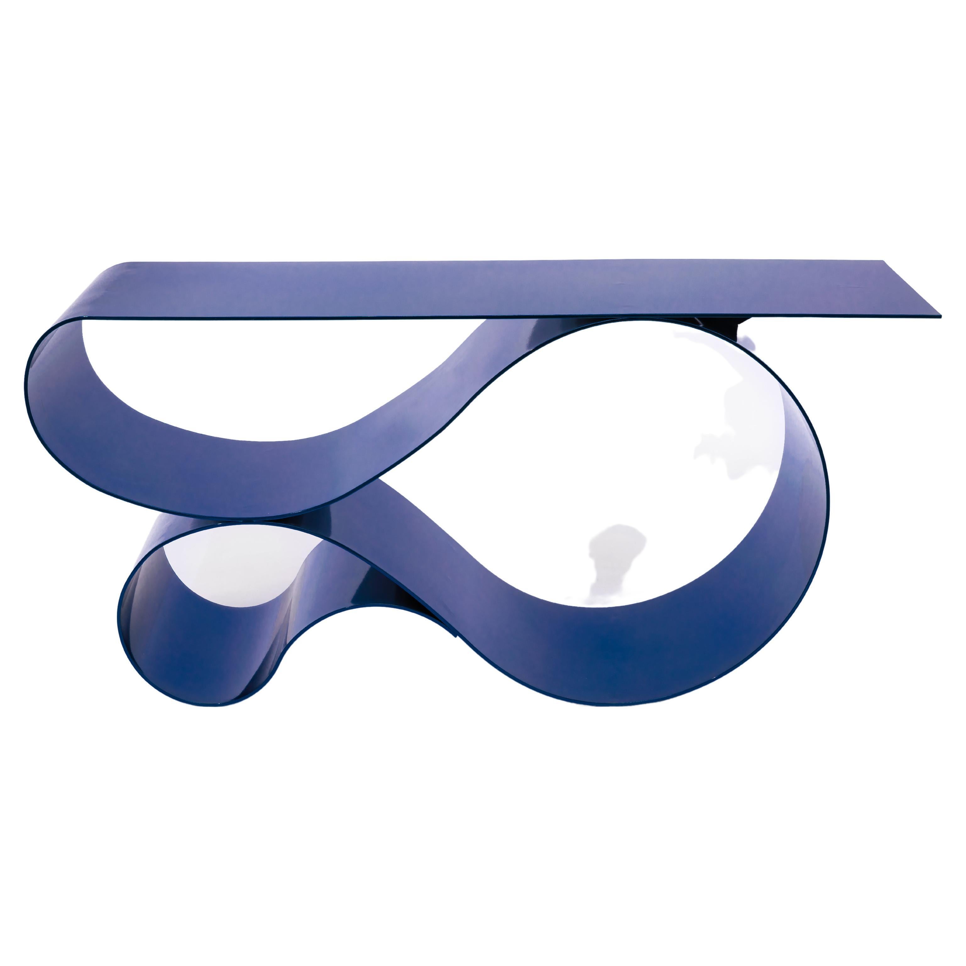 Whorl Console in Blue Powder Coated Aluminum by Neal Aronowitz Design For Sale