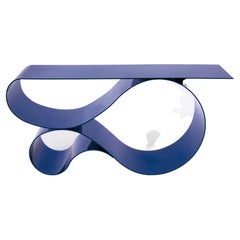 Whorl Console in Blue Powder Coated Aluminum by Neal Aronowitz Design
