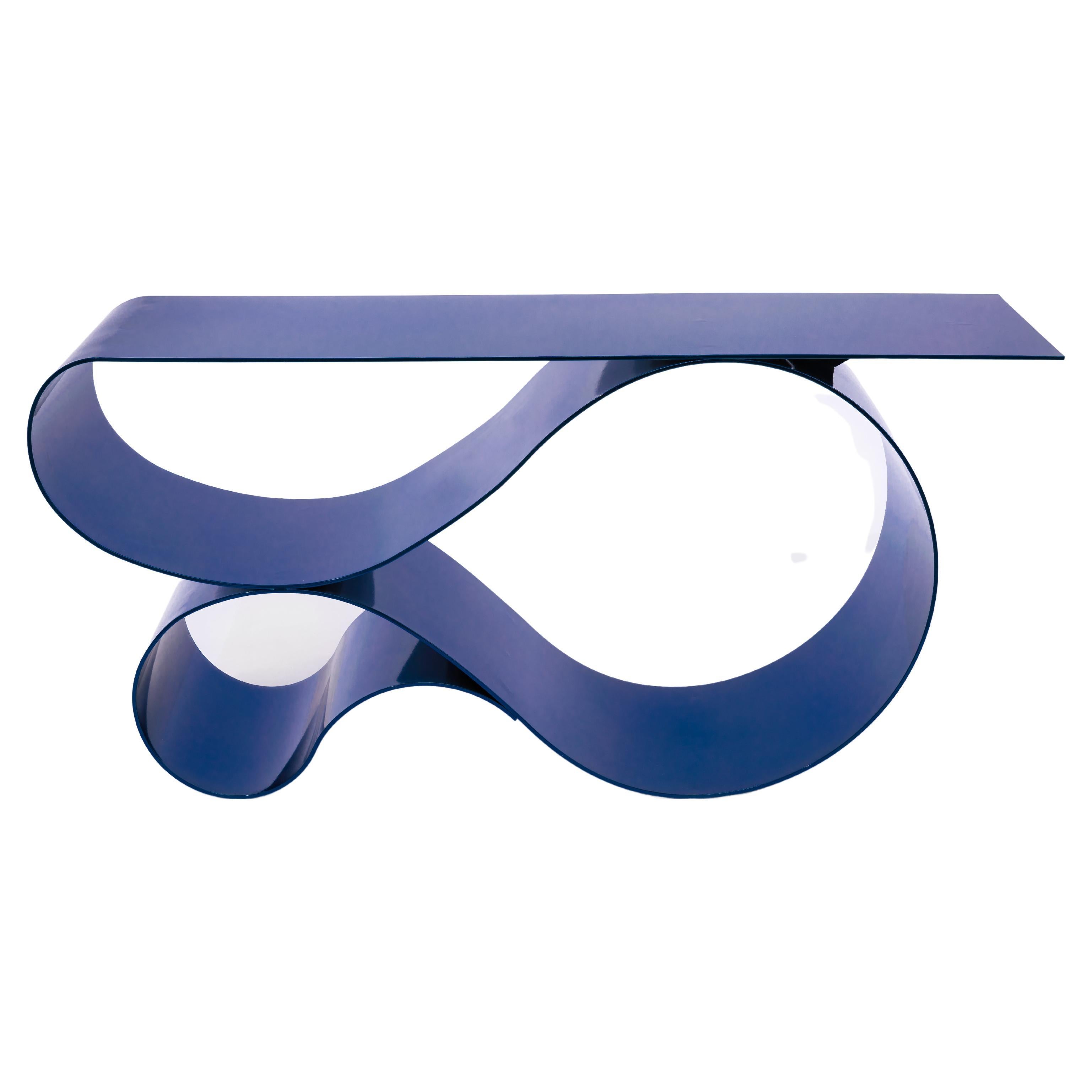 Whorl Console, in Blue Powder Coated Aluminum by Neal Aronowitz For Sale
