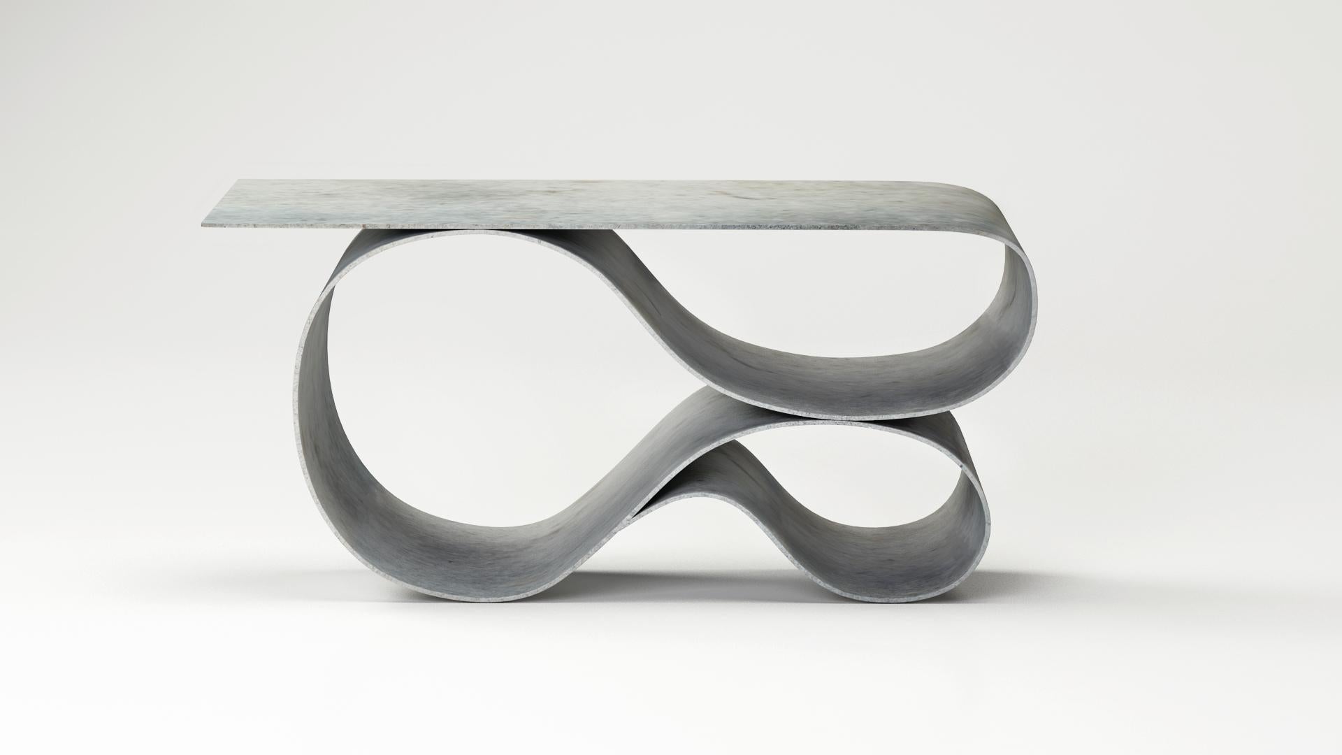 Whorl Console in Concrete Canvas by Neal Aronowitz Design
Dimensions: D 160 x W 43 x H 76 cm
Materials: Concrete canvas, cement mortar, cement pigments.
Customization Options:
Custom colors in any available cement pigment or combination.
Size