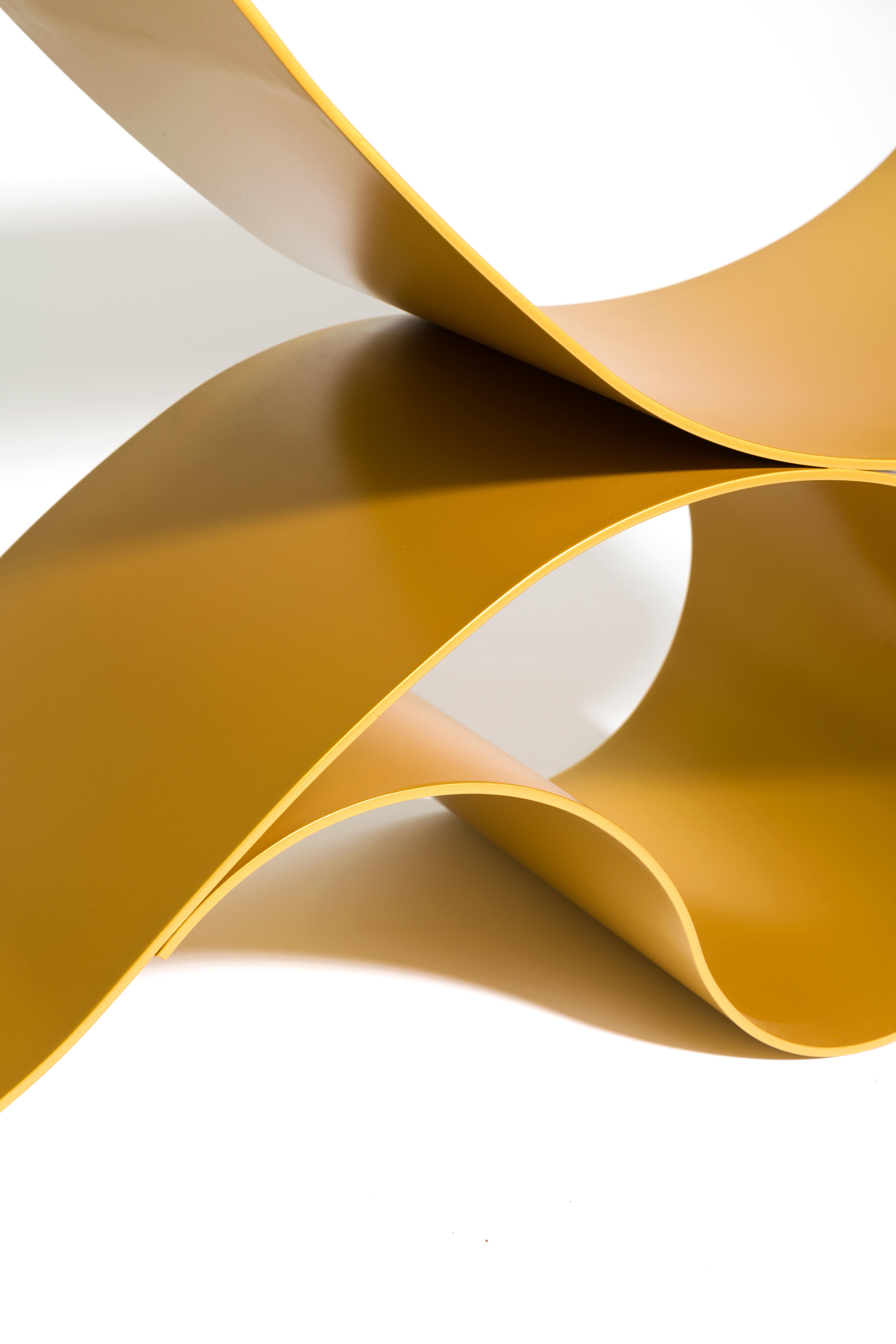 Whorl Console, in Gold Powder Coated Aluminum by Neal Aronowitz For Sale 6