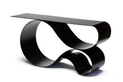 Whorl Console Table in Matte Black Powder Coated Aluminum by Neal Aronowitz