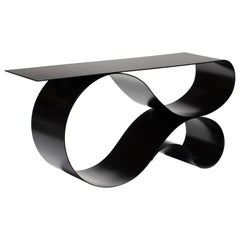 Whorl Console, in Matte Black Powder Coated Aluminum by Neal Aronowitz