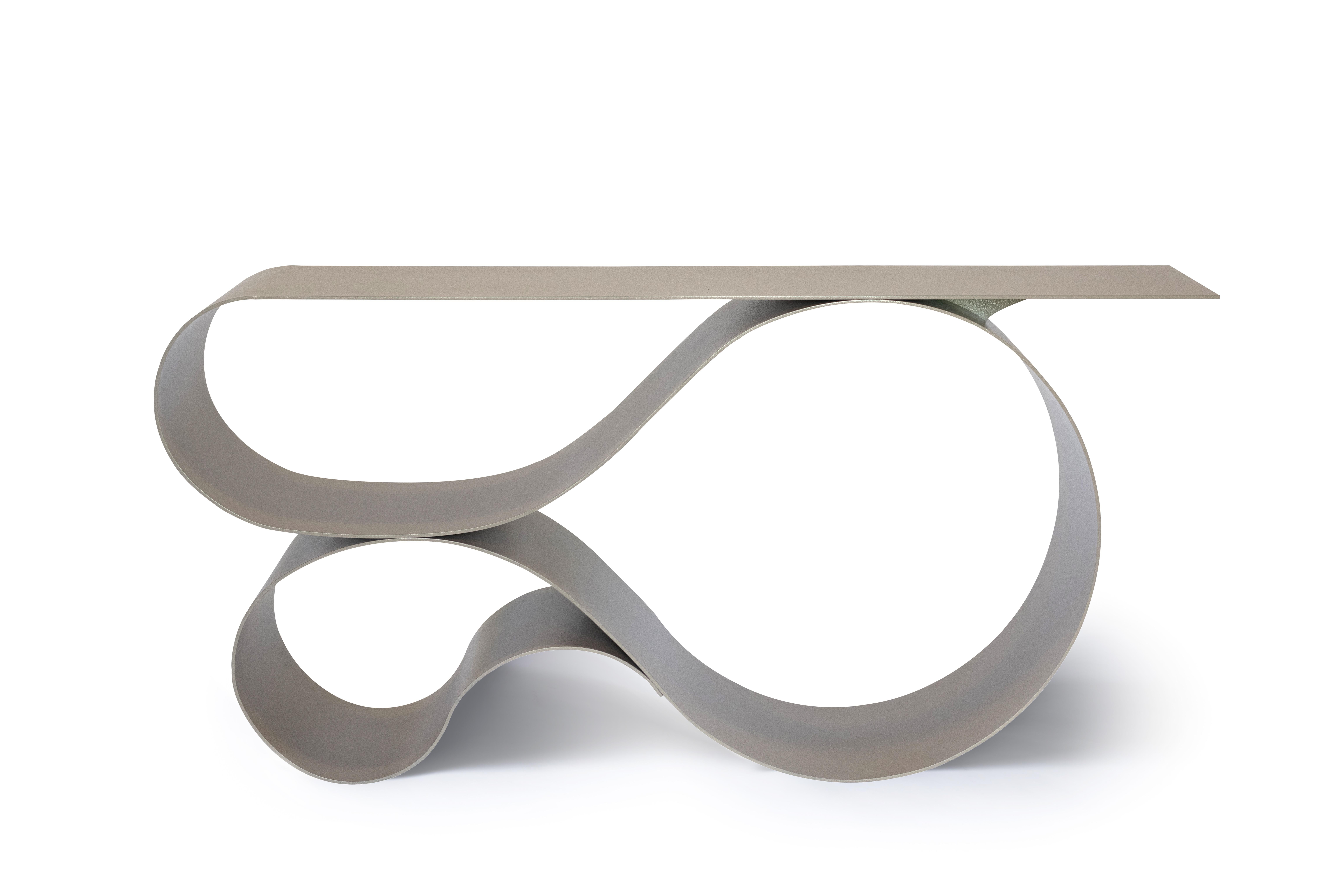 Modern Whorl Console, in Beige Powder Coated Aluminum by Neal Aronowitz For Sale