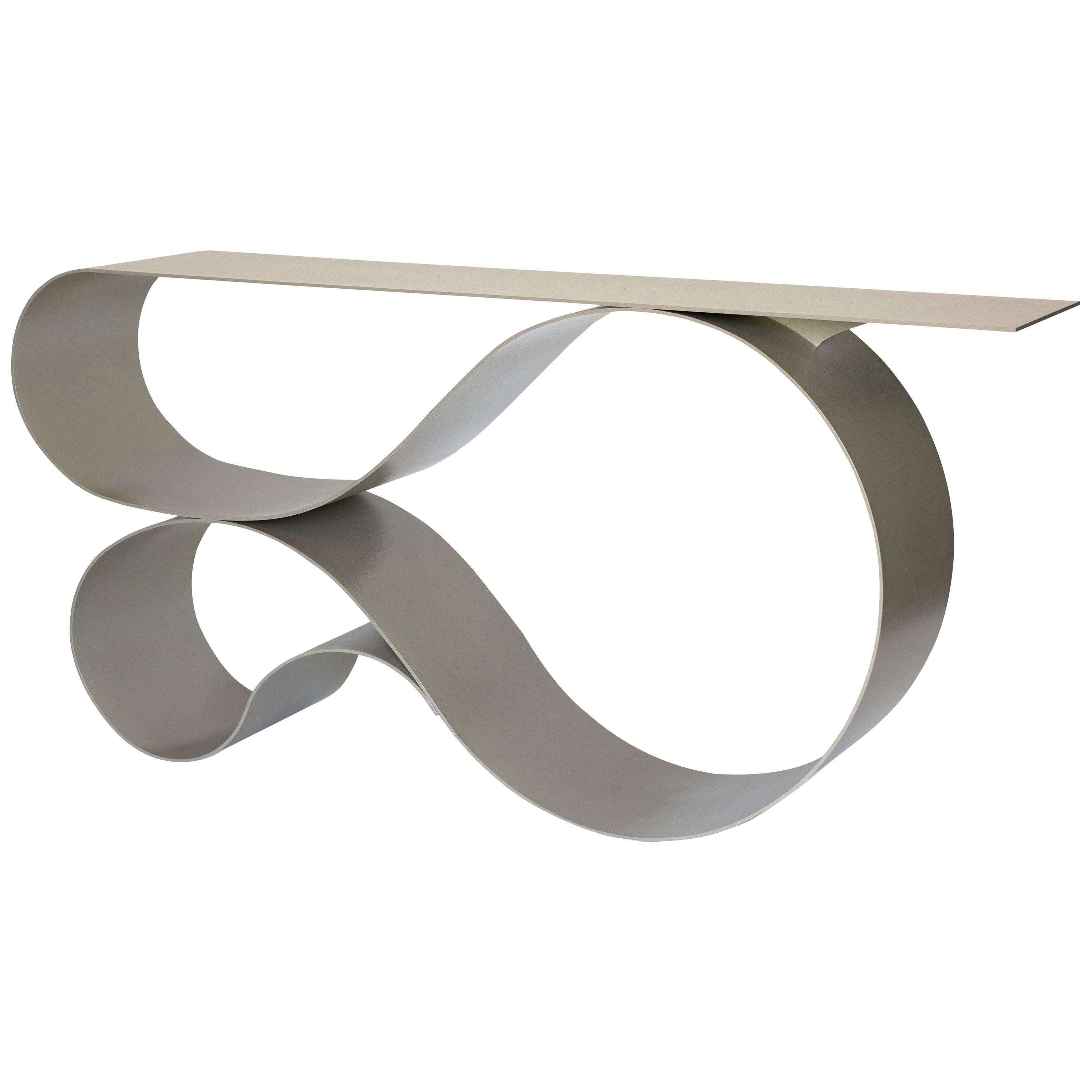 Whorl Console, in Beige Powder Coated Aluminum by Neal Aronowitz For Sale