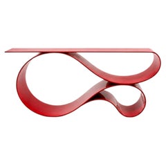 Whorl Console In Red Powered Coated Aluminum by Neal Aronowitz