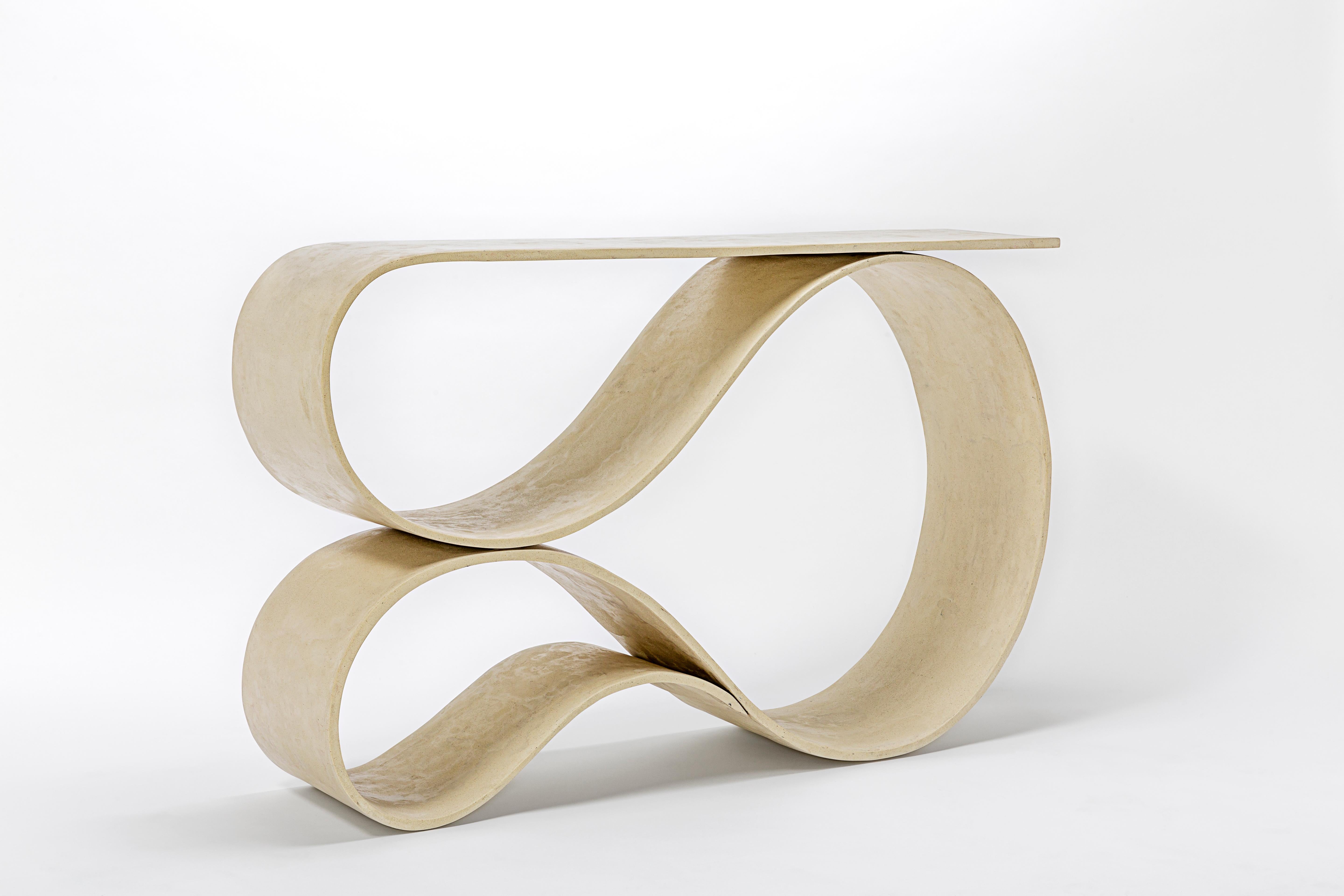 Other Whorl Console in White Polished Concrete by Neal Aronowitz Design For Sale