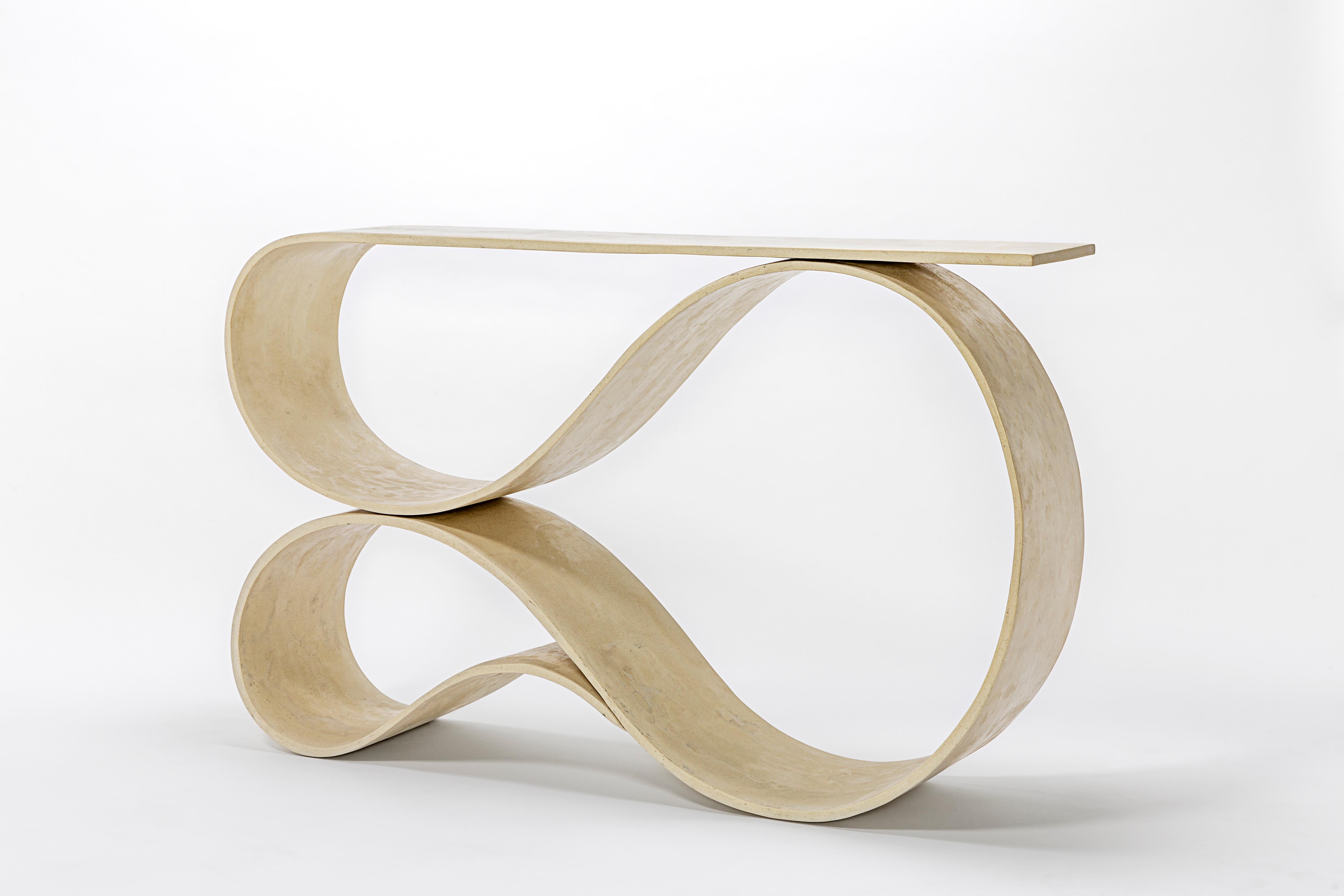 Contemporary Whorl Console in White Polished Concrete by Neal Aronowitz Design For Sale