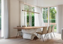 Whorl Dining Table in Concrete Canvas and Wood by Neal Aronowitz