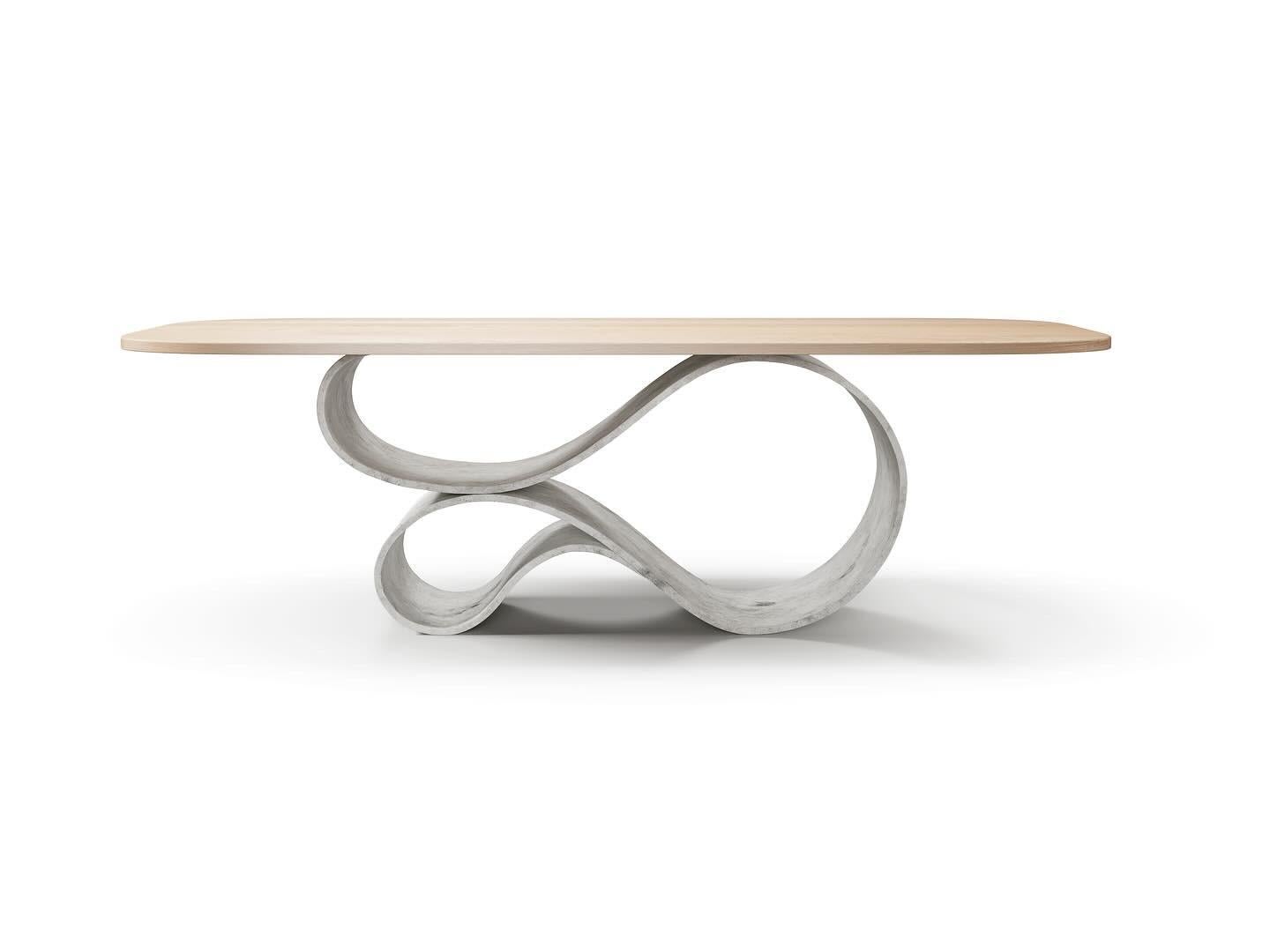 Fait main Table de salle à manger Whorl en toile de béton et bois de Neal Aronowitz en vente
