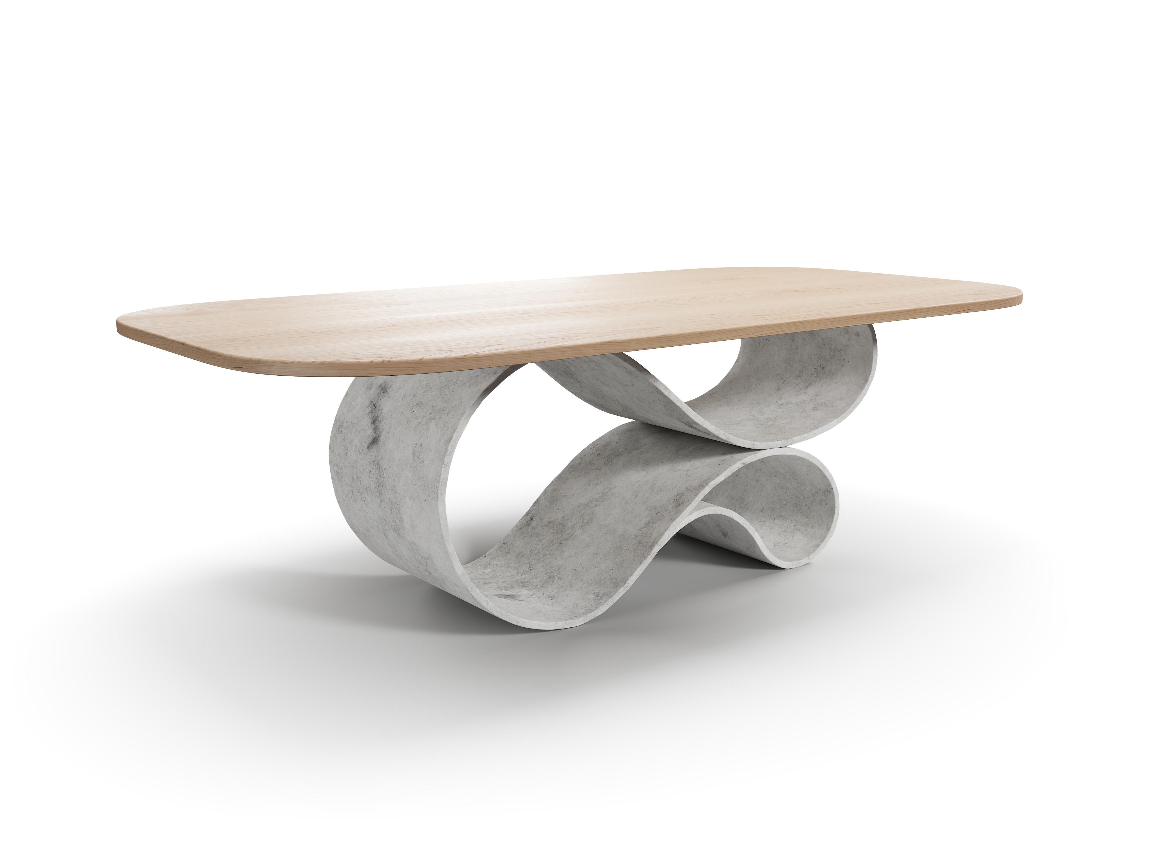 XXIe siècle et contemporain Table de salle à manger Whorl en toile de béton et bois de Neal Aronowitz en vente