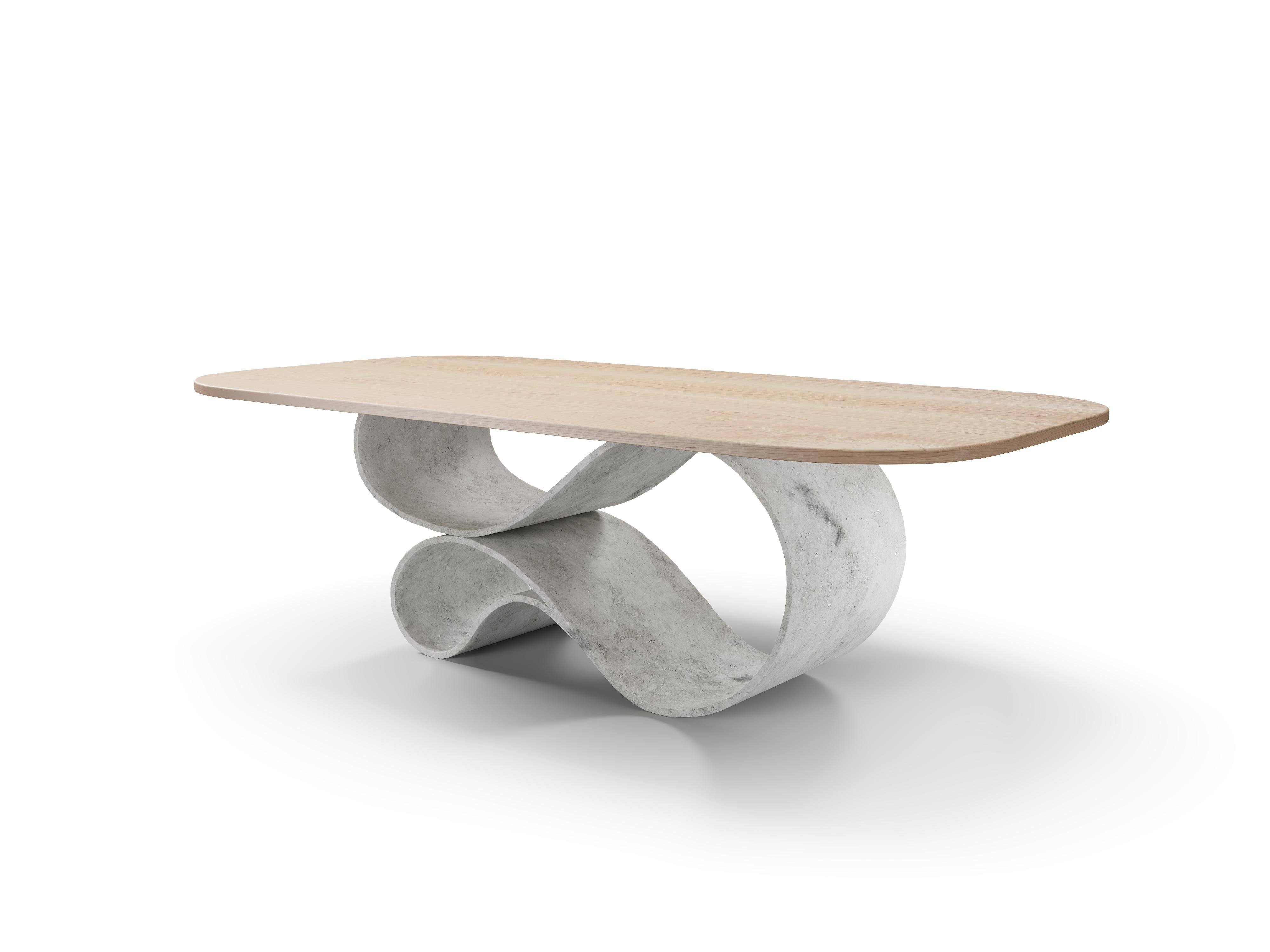 Béton Table de salle à manger Whorl en toile de béton et bois de Neal Aronowitz en vente