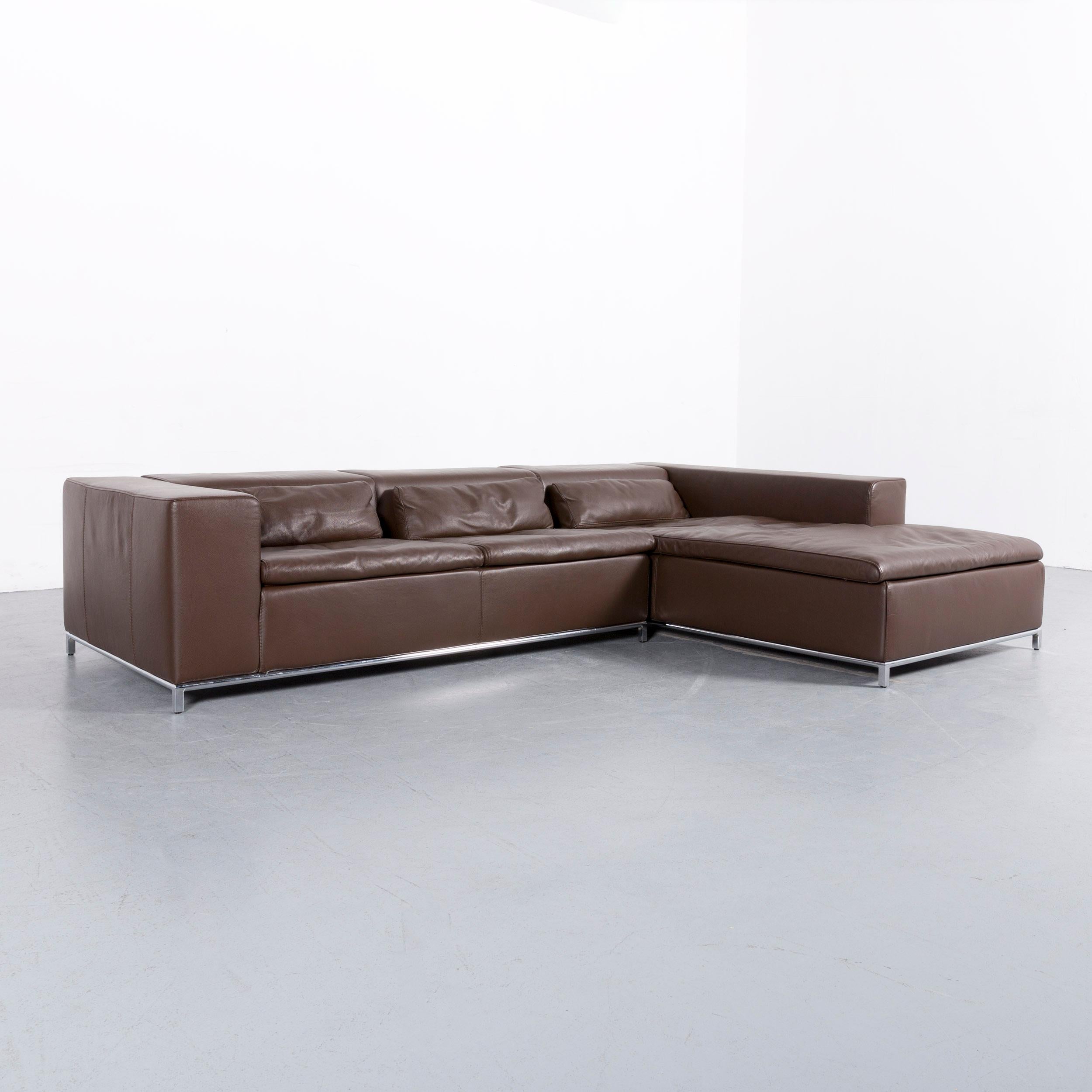 Who's Perfect Boston Corner Sofa Brown Leather In Good Condition In Cologne, DE