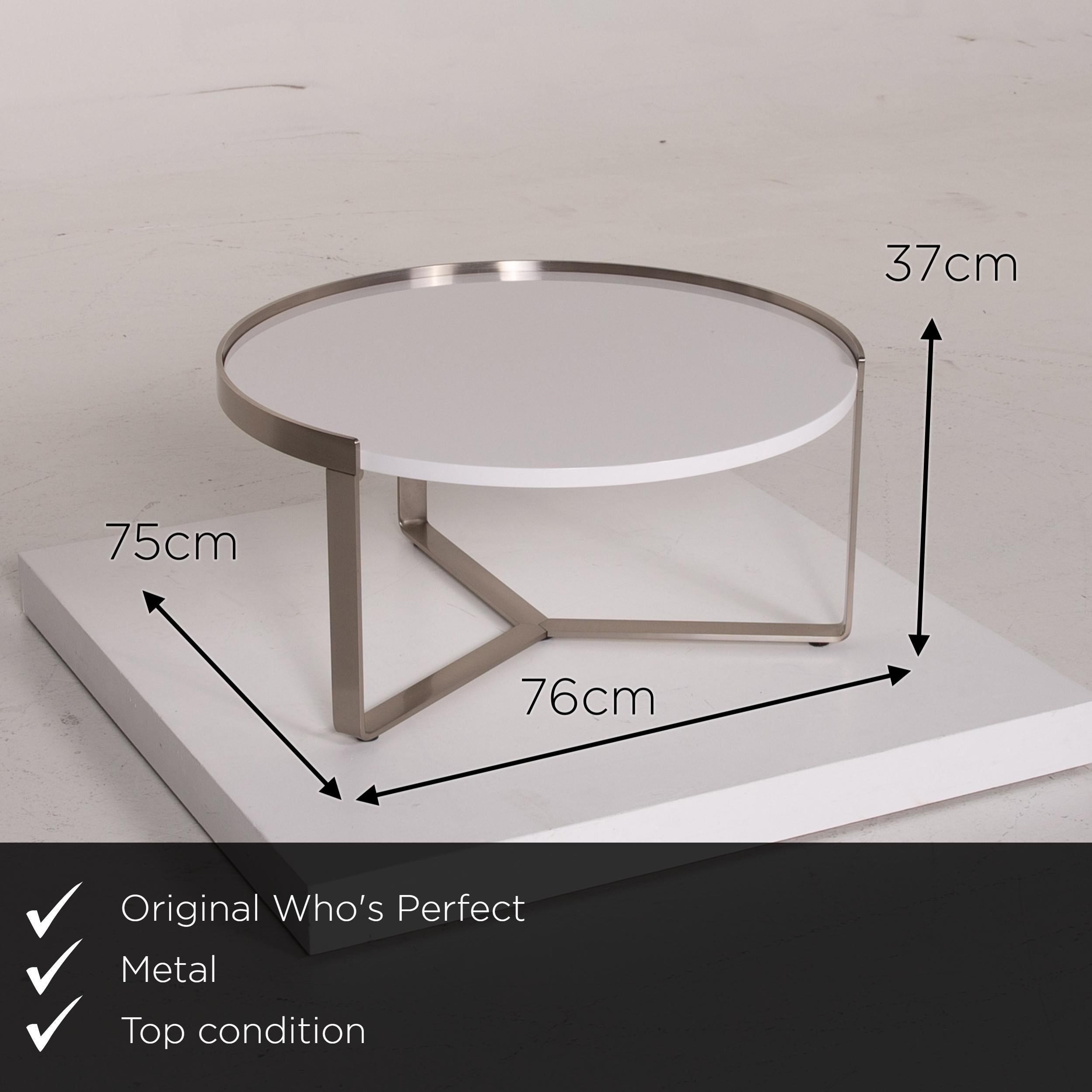 We present to you a Who's Perfect coffee table white set metal.


 Product measurements in centimeters:
 

 Depth 49
 Width 51
 Height 51.





  