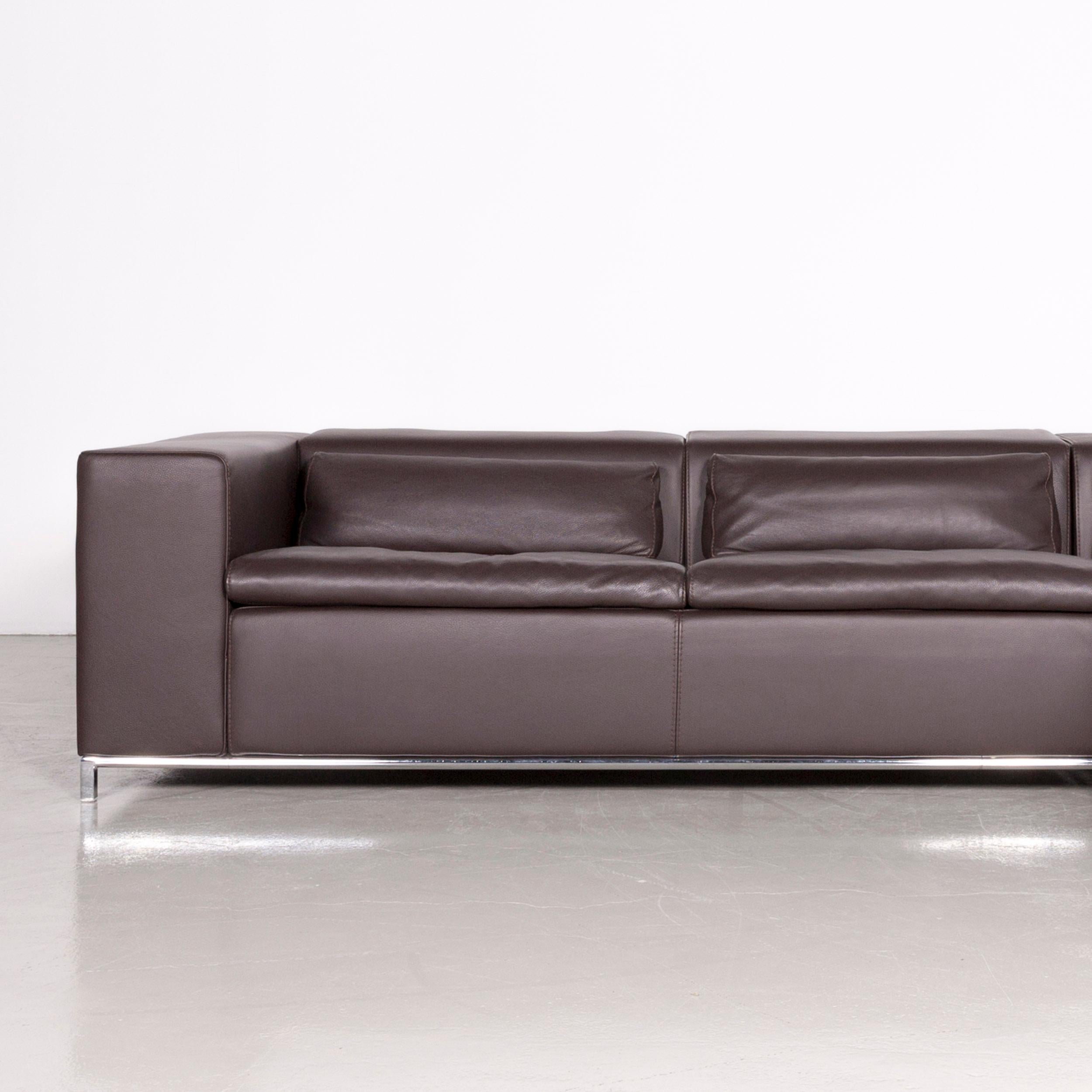 Who's Perfect Designer Leather Corner-Sofa Brown Couch In Good Condition For Sale In Cologne, DE