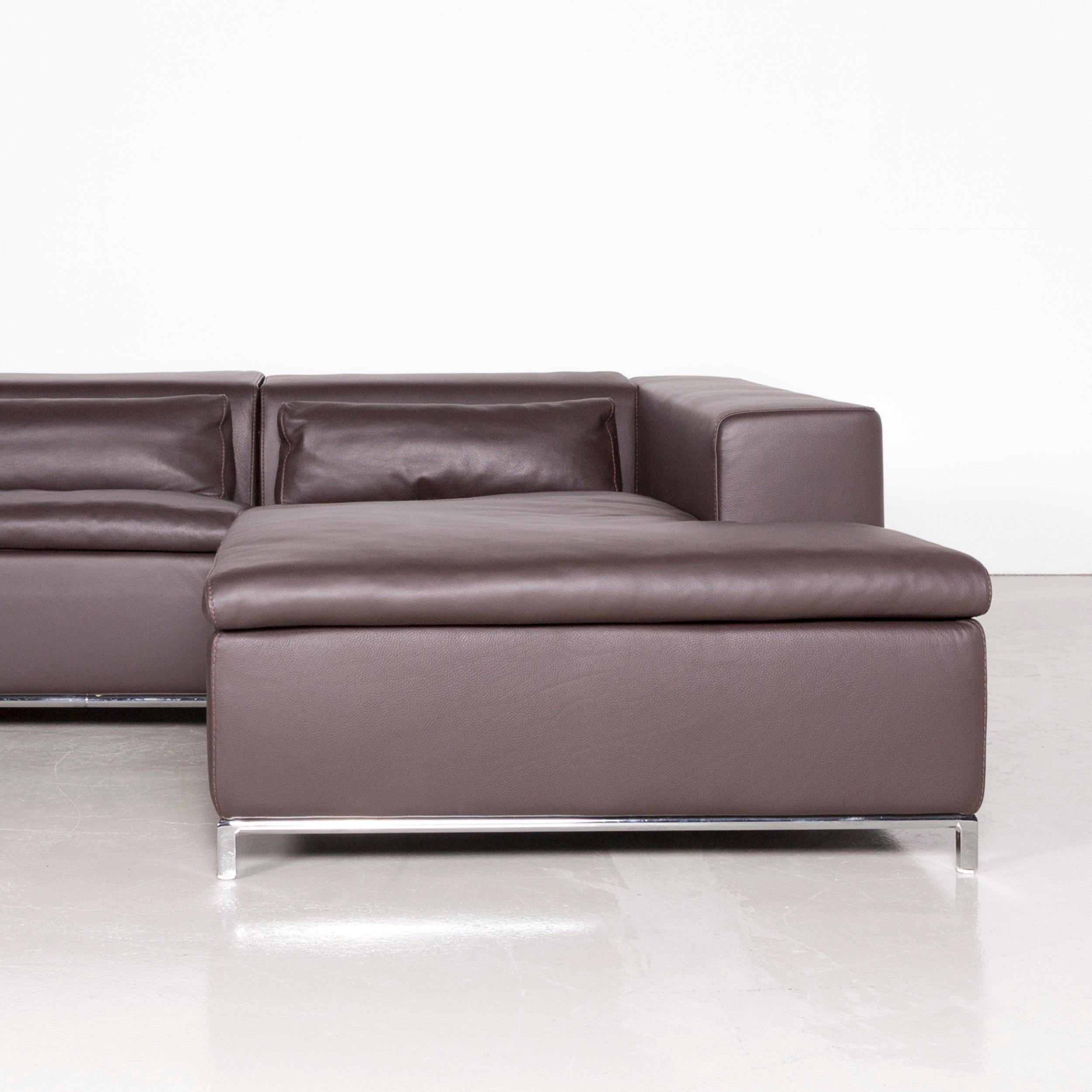 Contemporary Who's Perfect Designer Leather Corner-Sofa Brown Couch For Sale