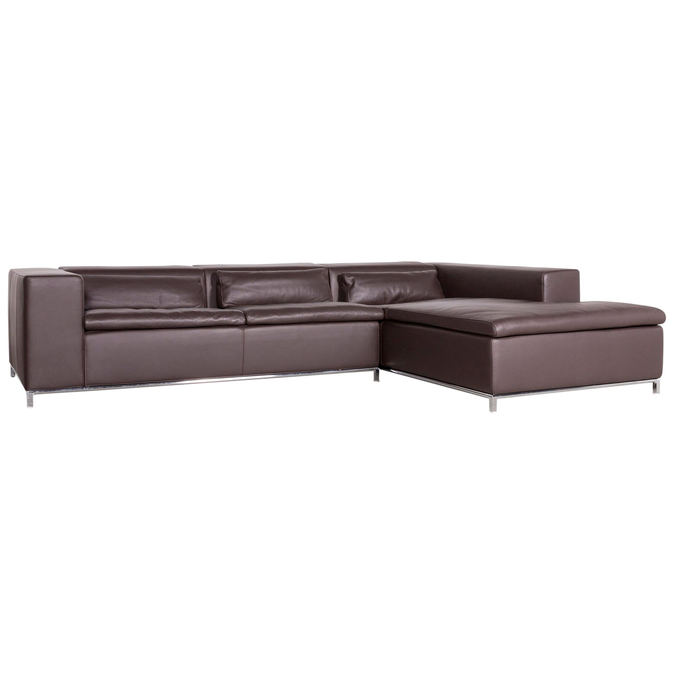 Who's Perfect Designer Leather Corner-Sofa Brown Couch For Sale