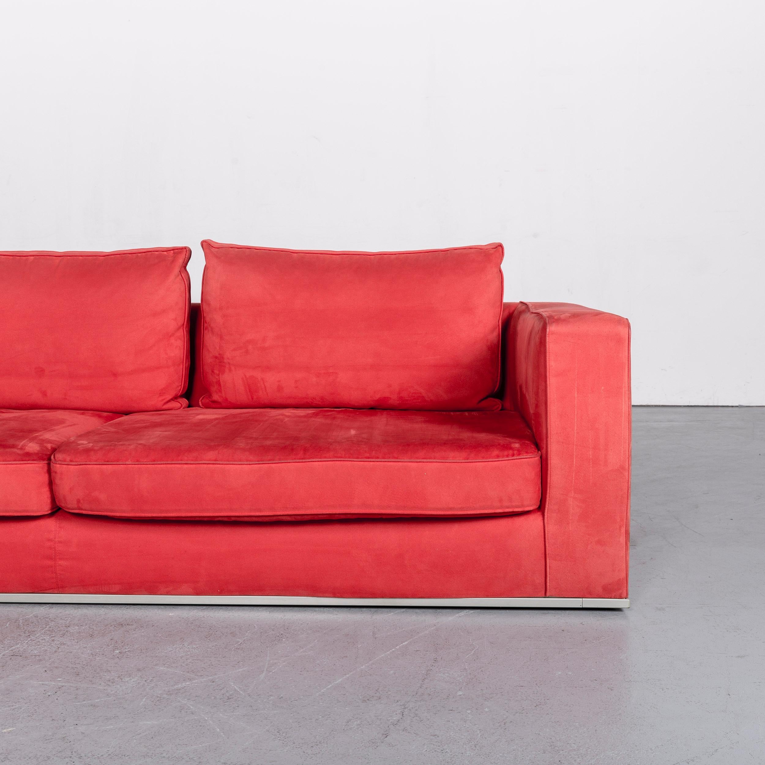 German Who's Perfect Fabric Corner-Sofa Red Couch For Sale