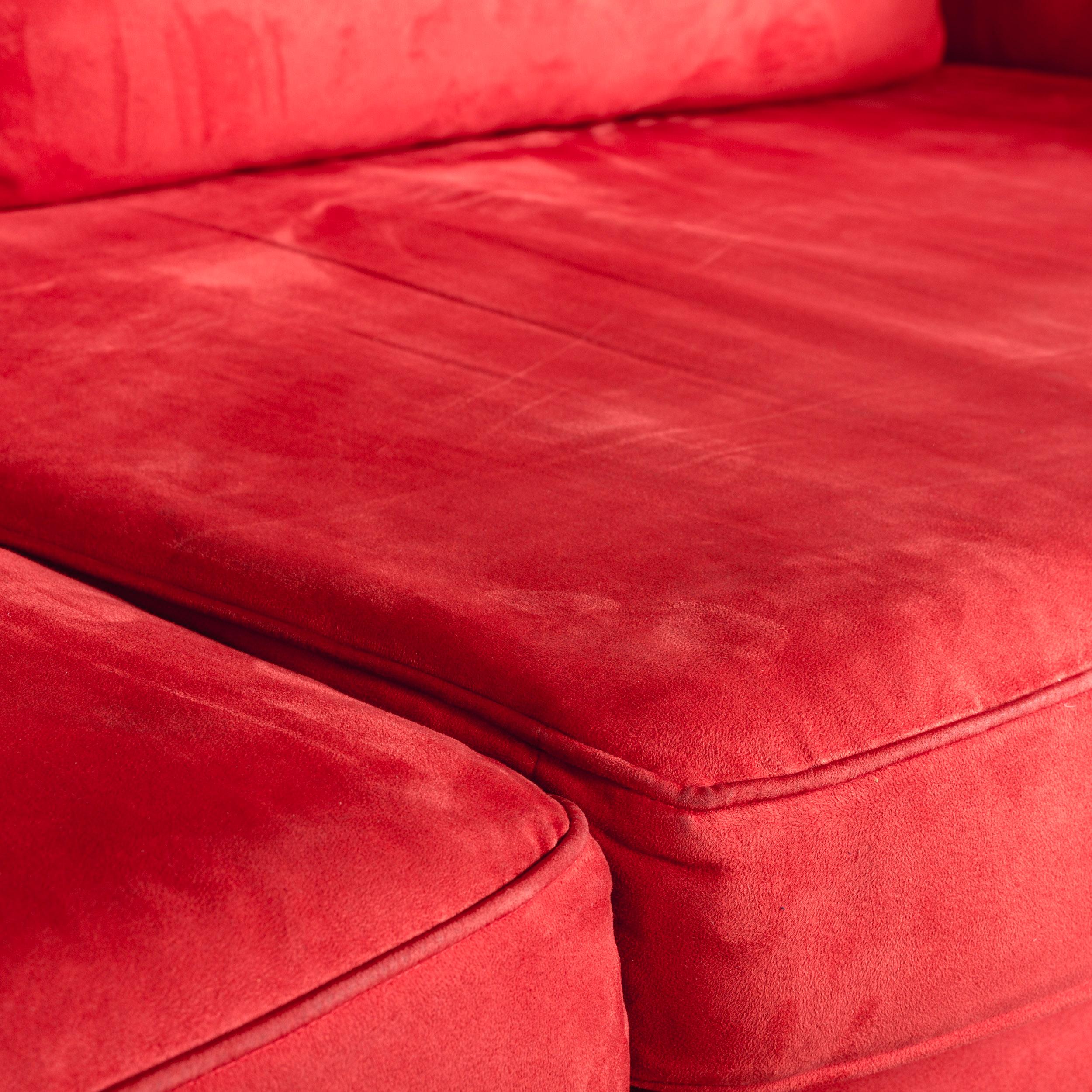 Who's Perfect Fabric Corner-Sofa Red Couch In Good Condition For Sale In Cologne, DE