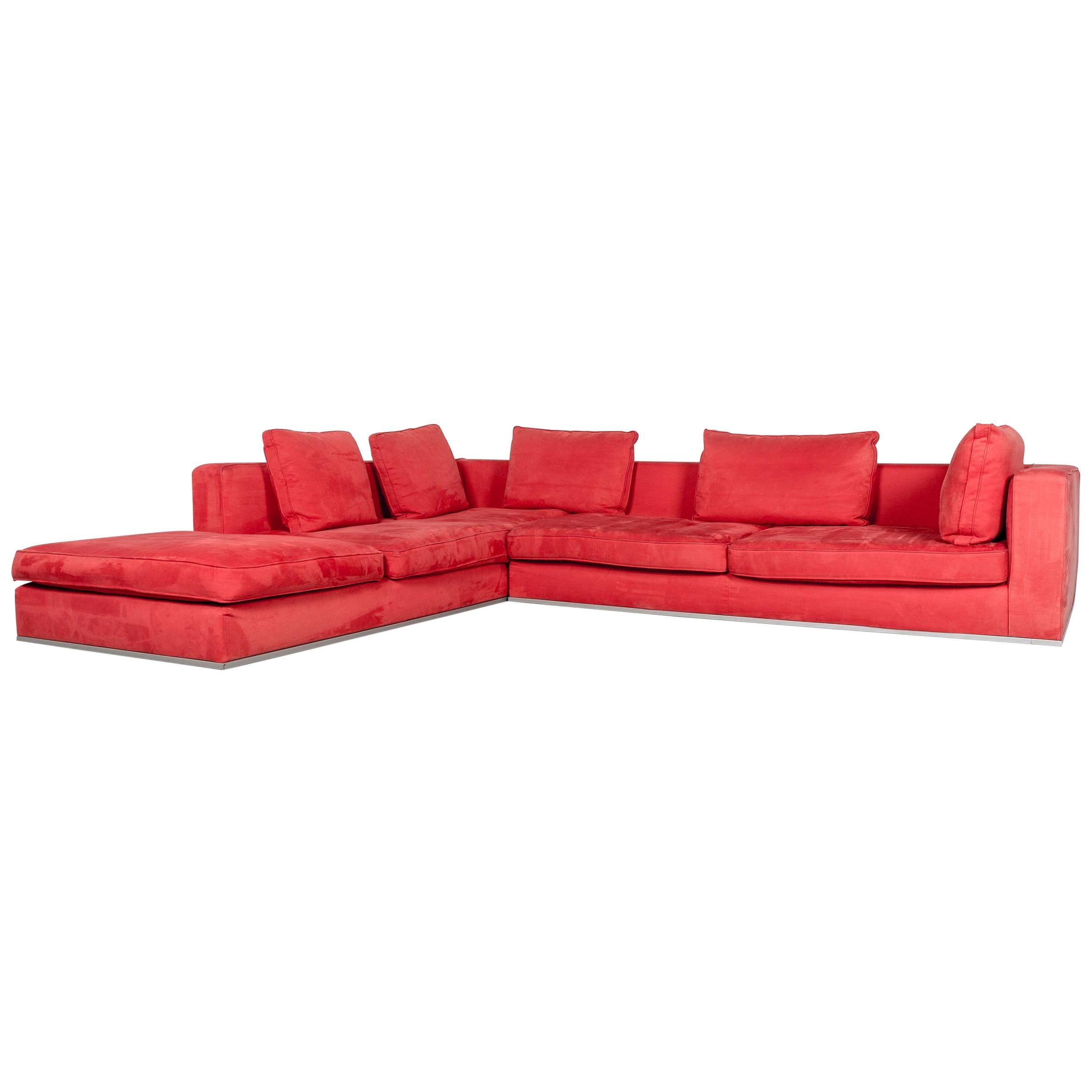 Who's Perfect Fabric Corner-Sofa Red Couch For Sale