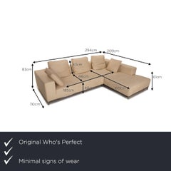 Who's Perfect Granada Leather Sofa Cream Corner Sofa Couch