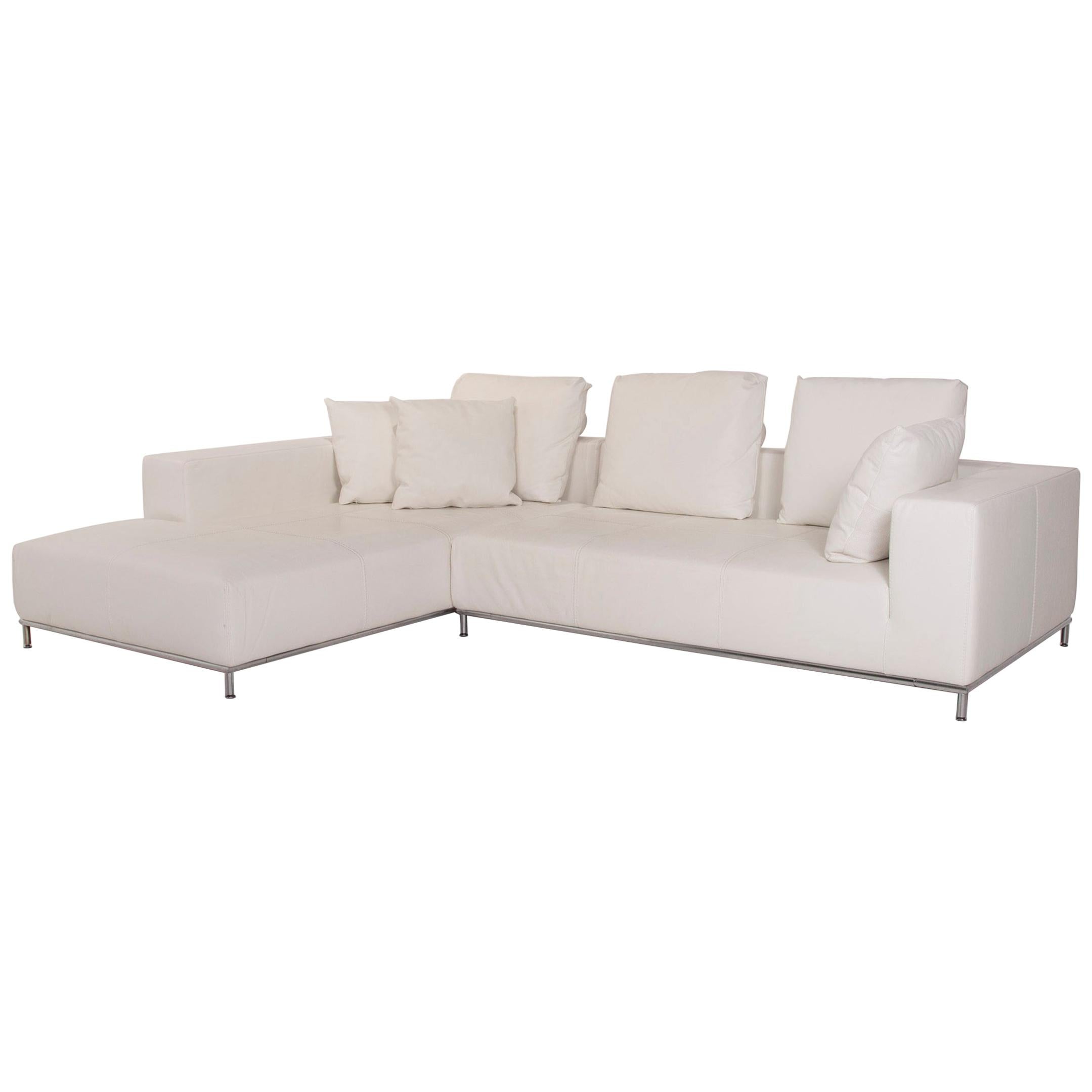 Who's Perfect Granada Leather Sofa White Corner Sofa For Sale at 1stDibs